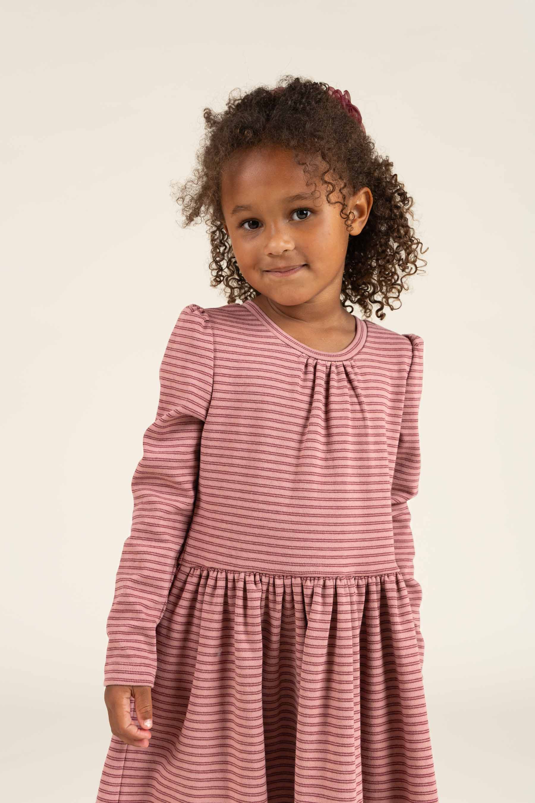 Stribet Jersey Kjole - Kids - Rose Stripe | 100650 Elise
