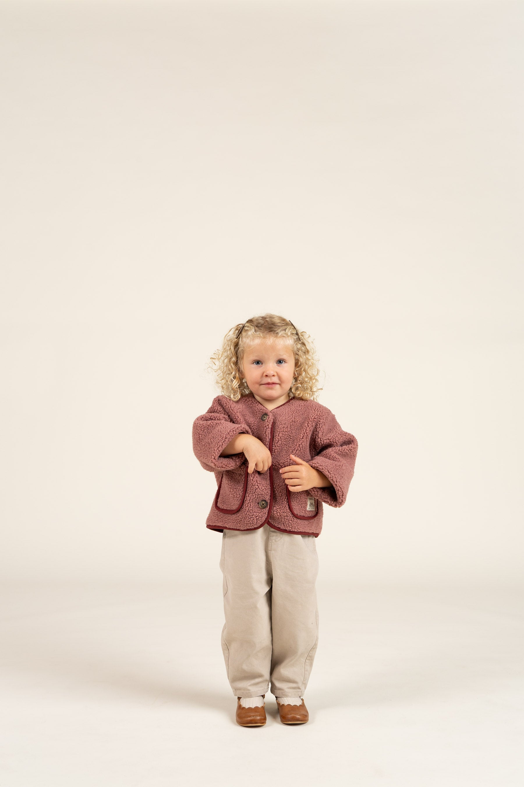 Teddyjakke med knapper - Kids - Old Rose | 100628 Mayfield