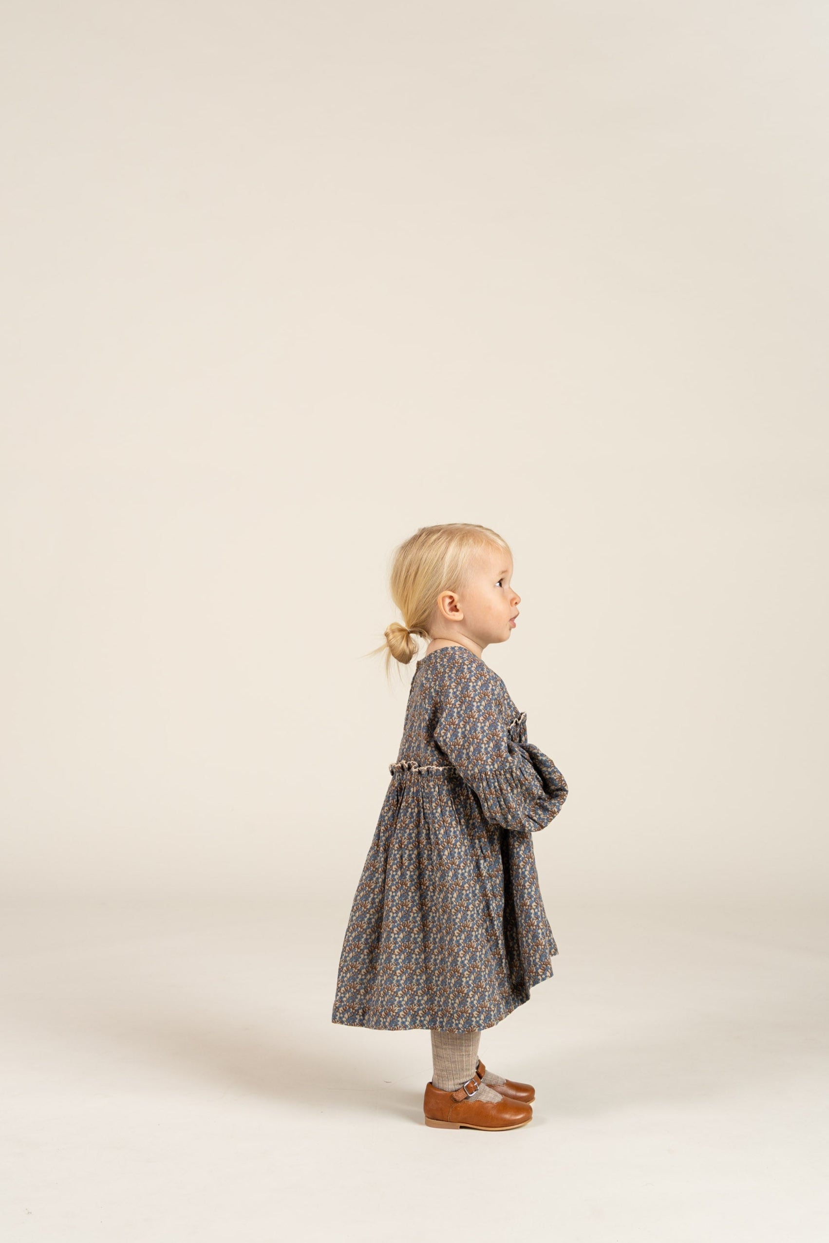 Kjole i Printet Bomuld - Kids - Blue / Brown | 100727 Maggie