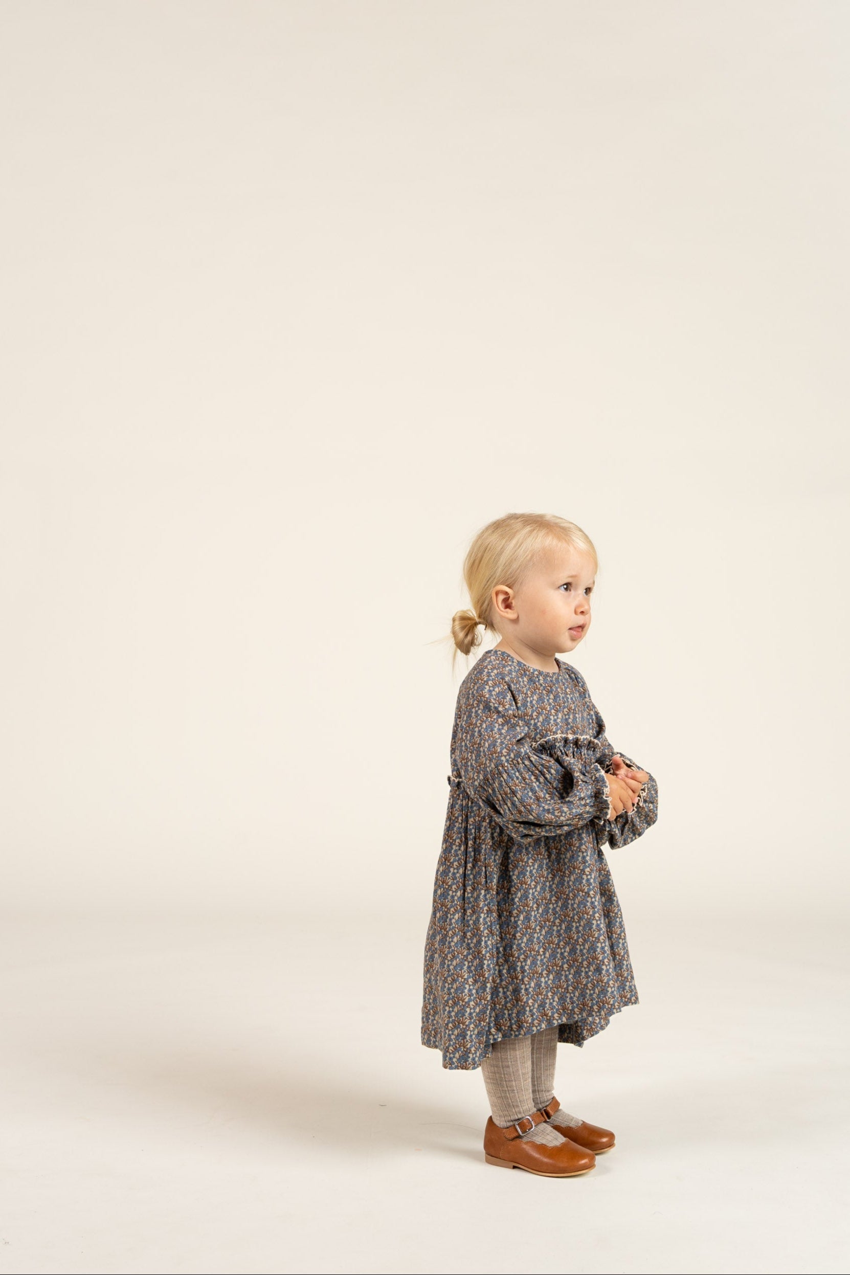 Kjole i Printet Bomuld - Kids - Blue / Brown | 100727 Maggie