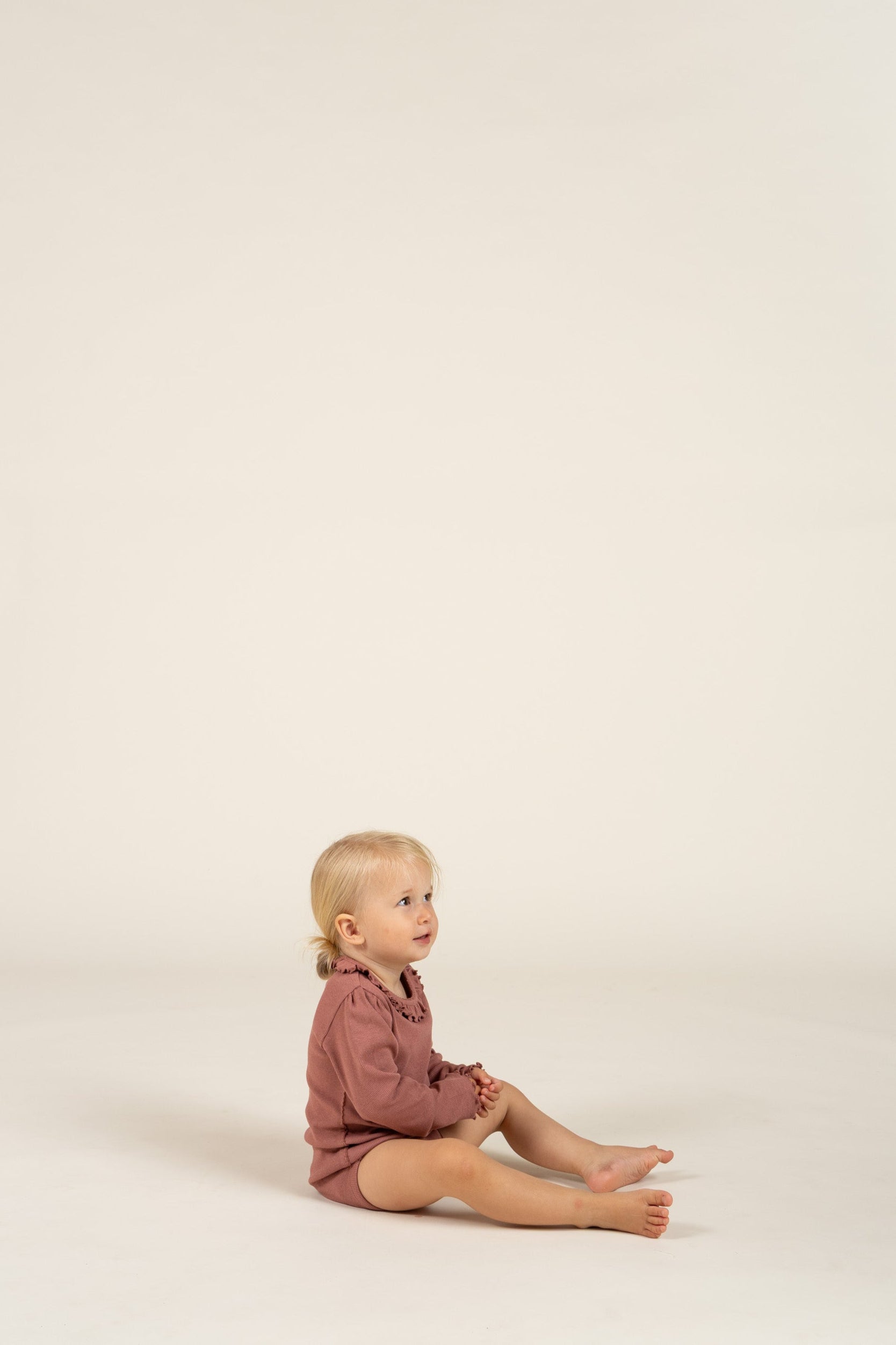 Langærmet Rib Bodysuit i Modal med picot-kant - Kids - Old Rose | 100575 Mia