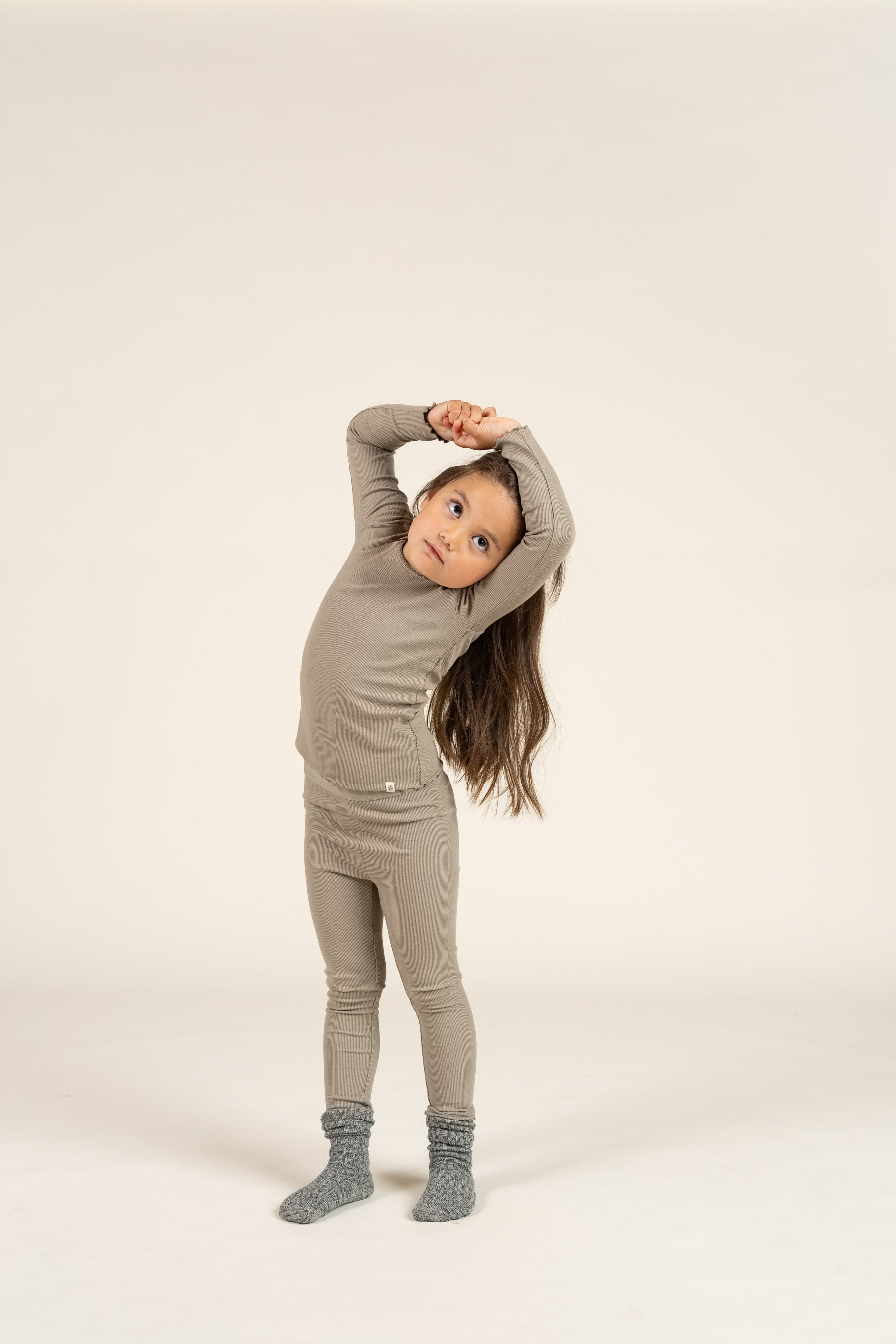 Rib-leggings i Modal - Kids - Dusty Green | 100590 Mia