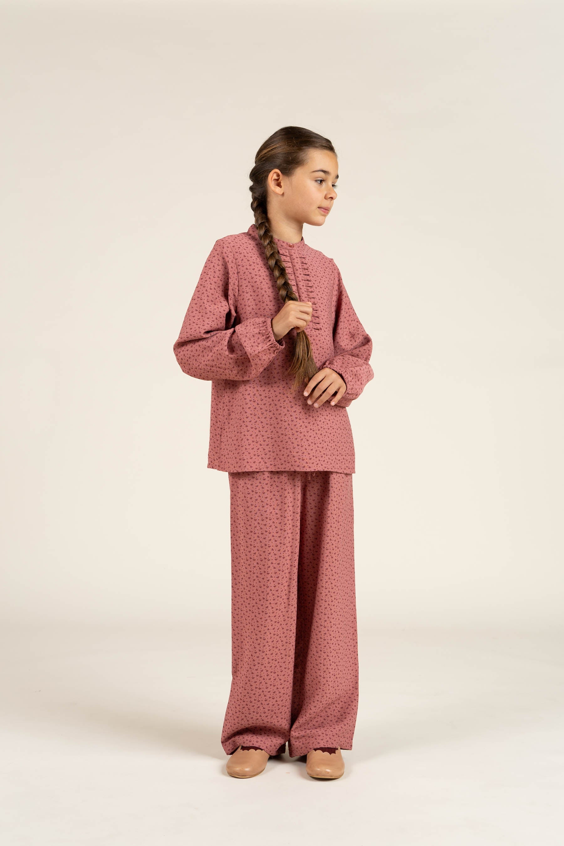 Bukser i Printet Crepe-viscose - Tween - Rose | 100659 Ana