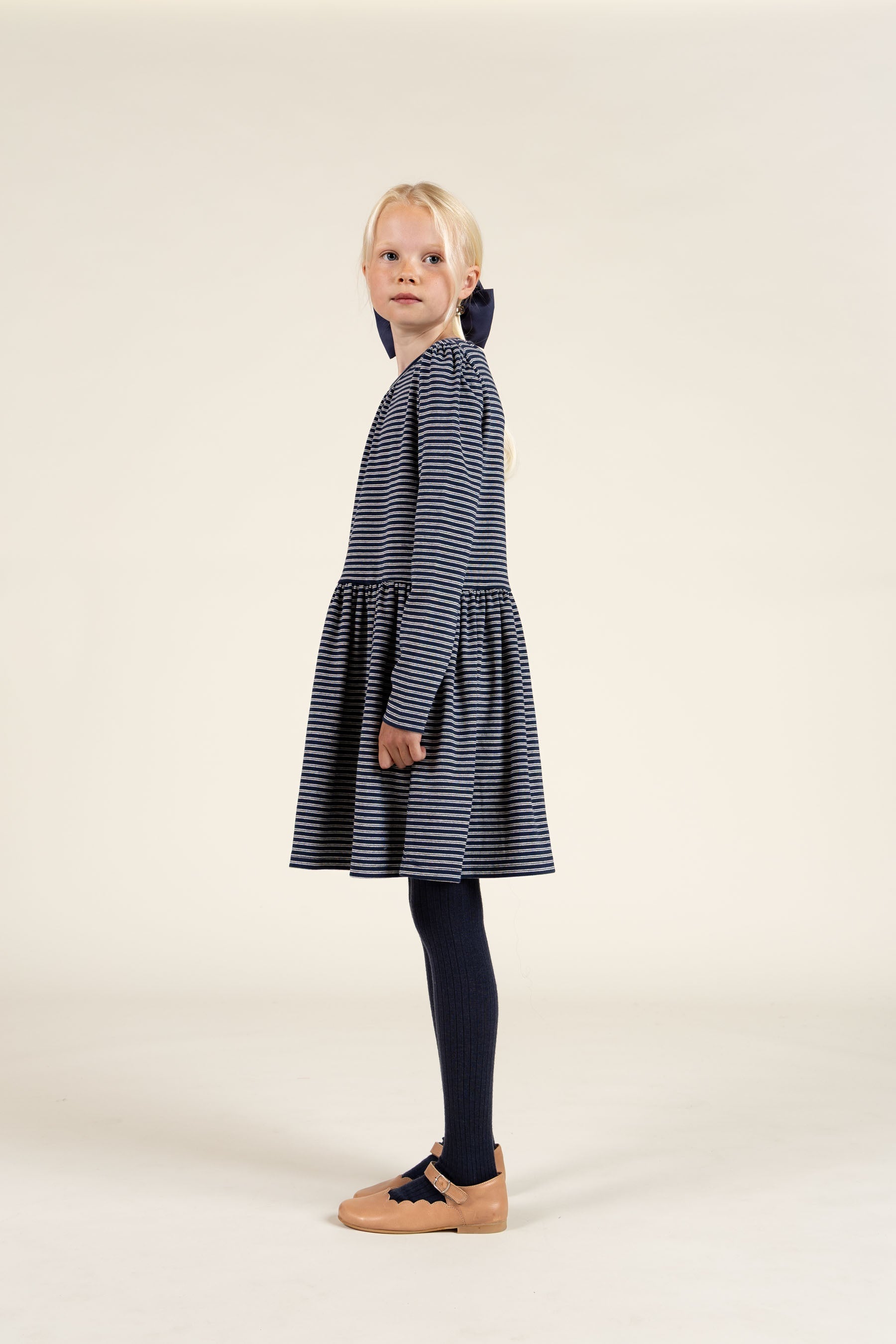 Stribet Jersey Kjole - Tween - Navy Stripe | 100653 Elise