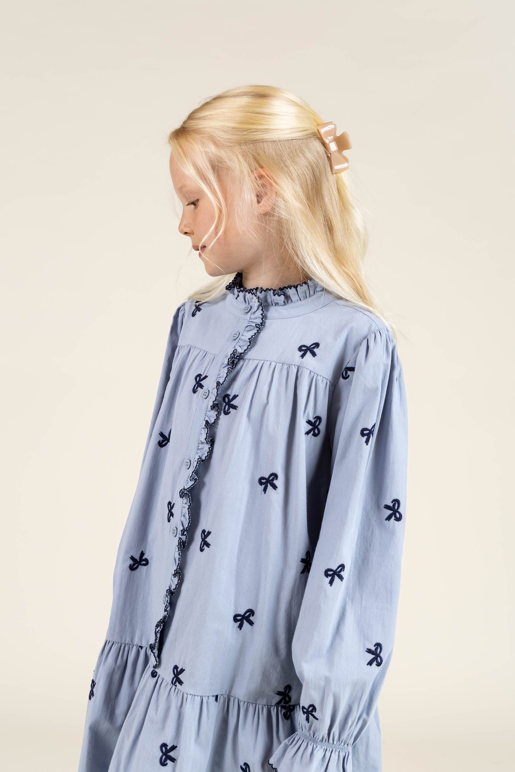 Poplin-kjole med broderi - Tween - Blue | 100680 Adison