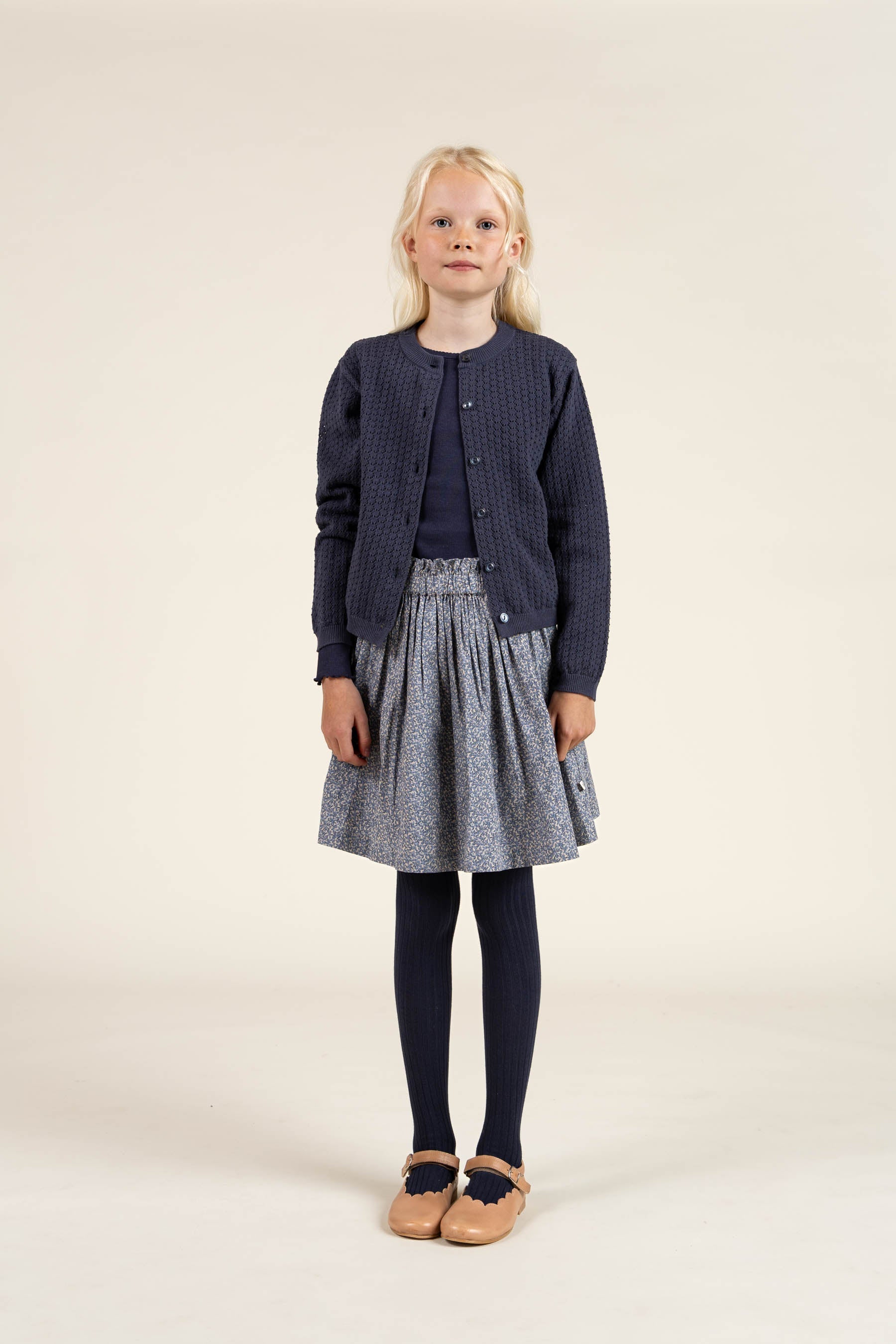 Langærmet Rib T-shirt i Modal med picot-kant - Tween - Navy | 100581 Mia
