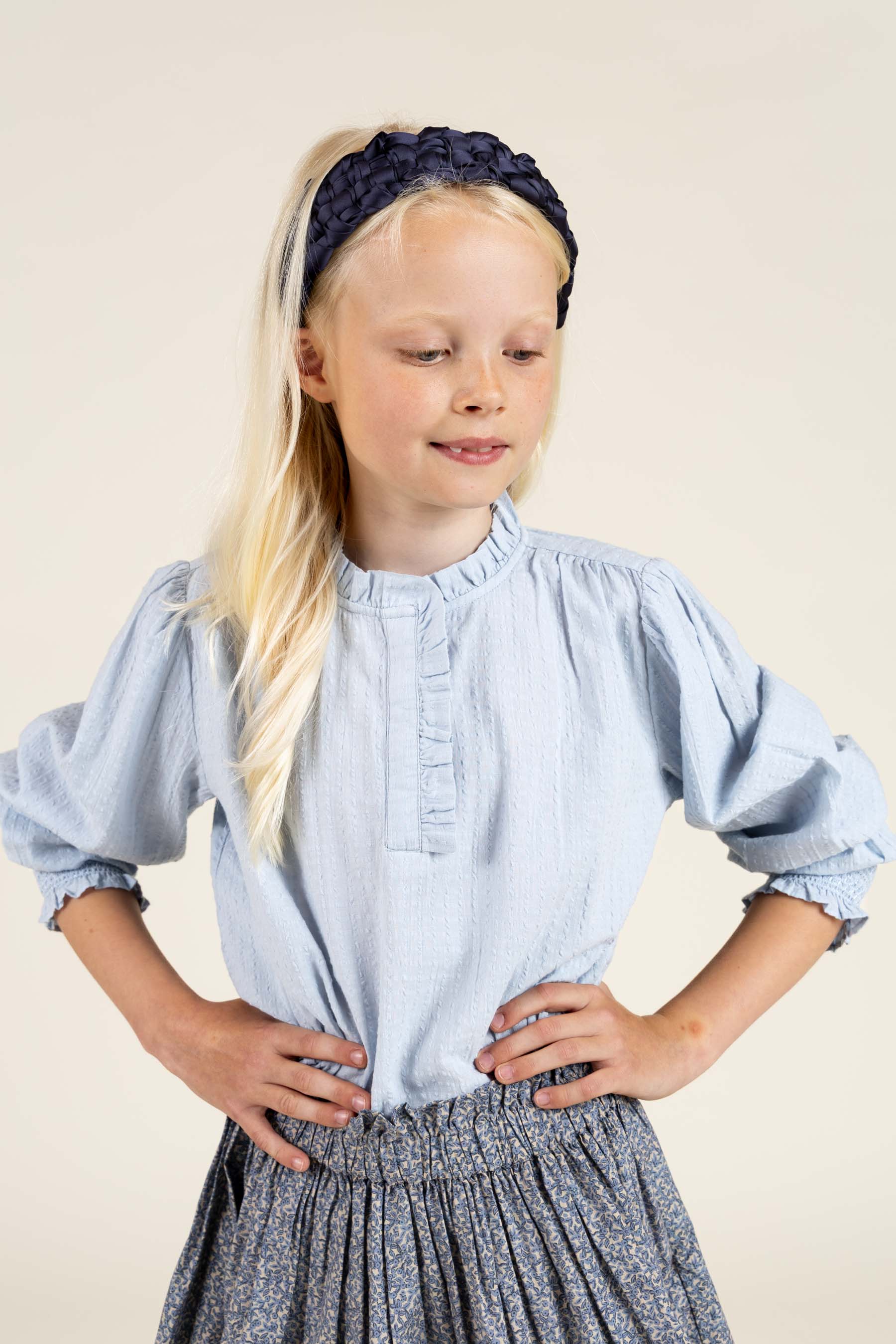 Bomulds-Bluse med stolpelukning - Tween - Light Blue | 100882 Claire