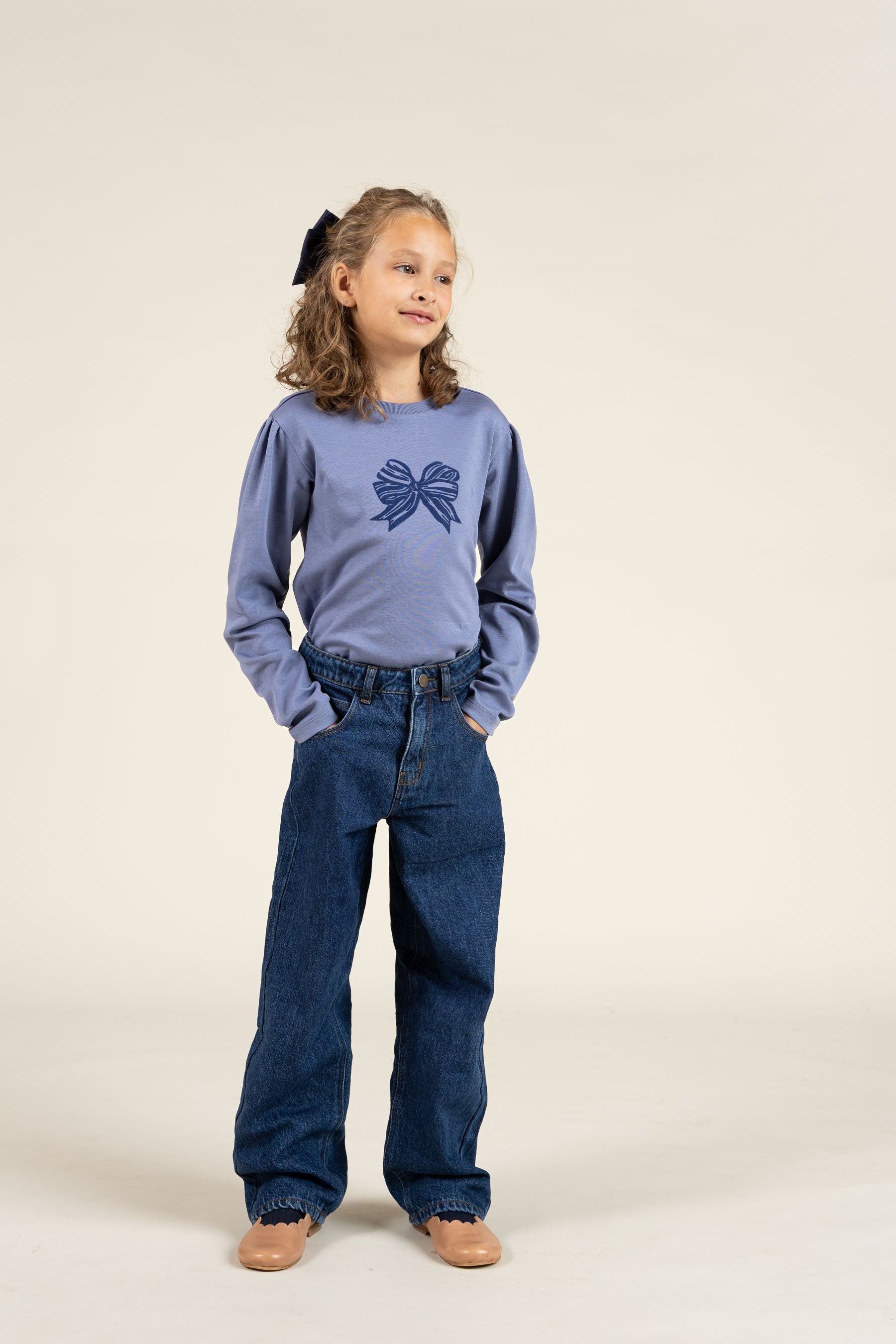 Langærmet T-shirt i m. Print - Tween - Blue | 100851 Kendell