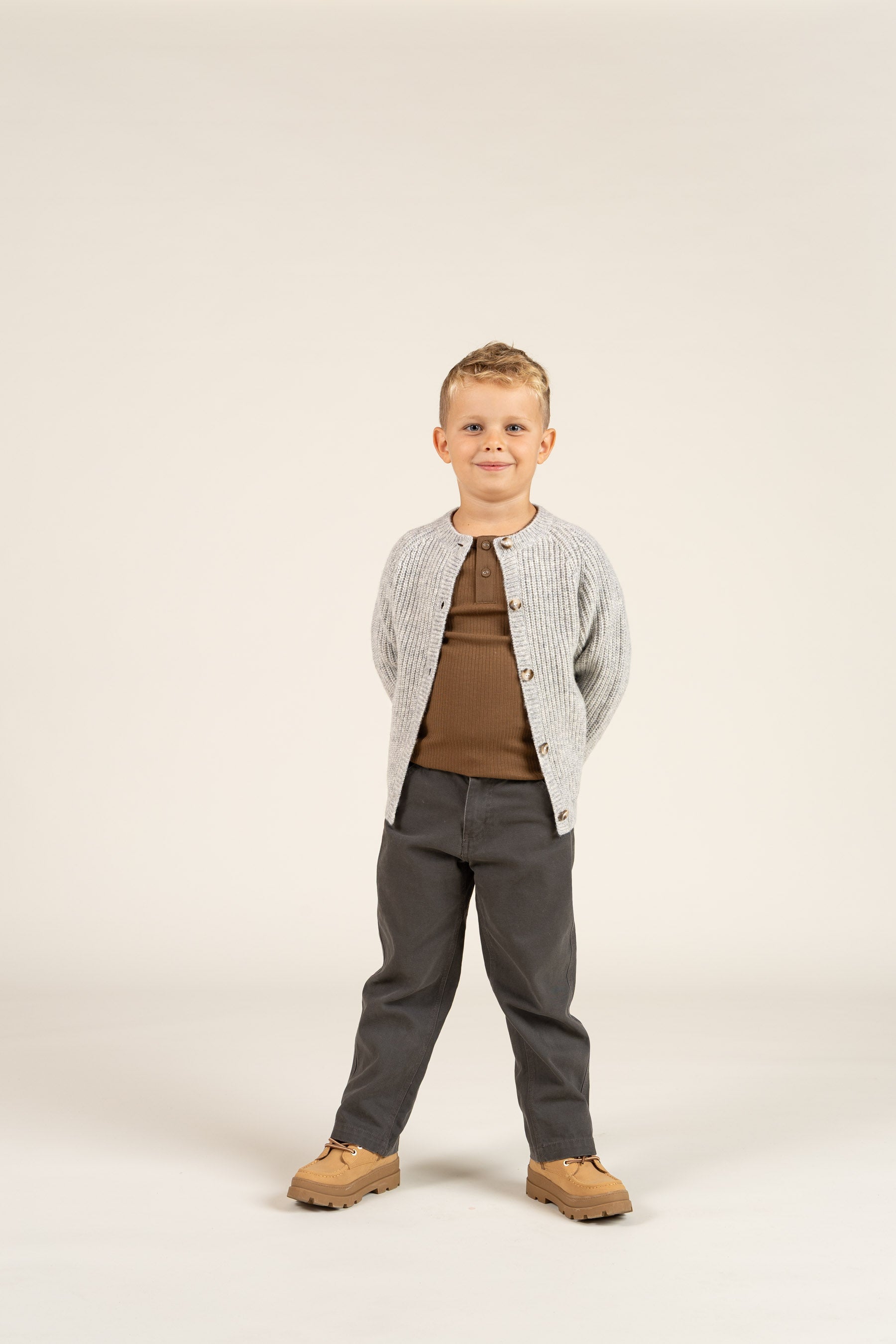 Langærmet T-shirt i Bomuldsrib - Kids - Coffee | 100568 Manson