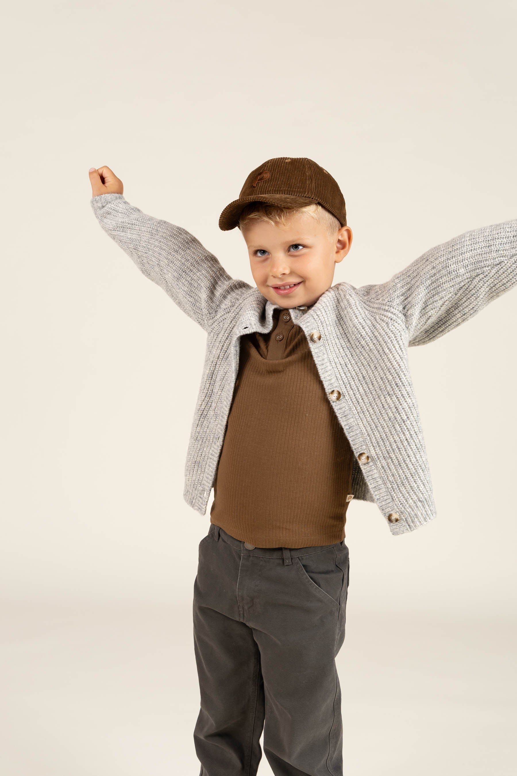 Langærmet T-shirt i Bomuldsrib - Kids - Coffee | 100568 Manson