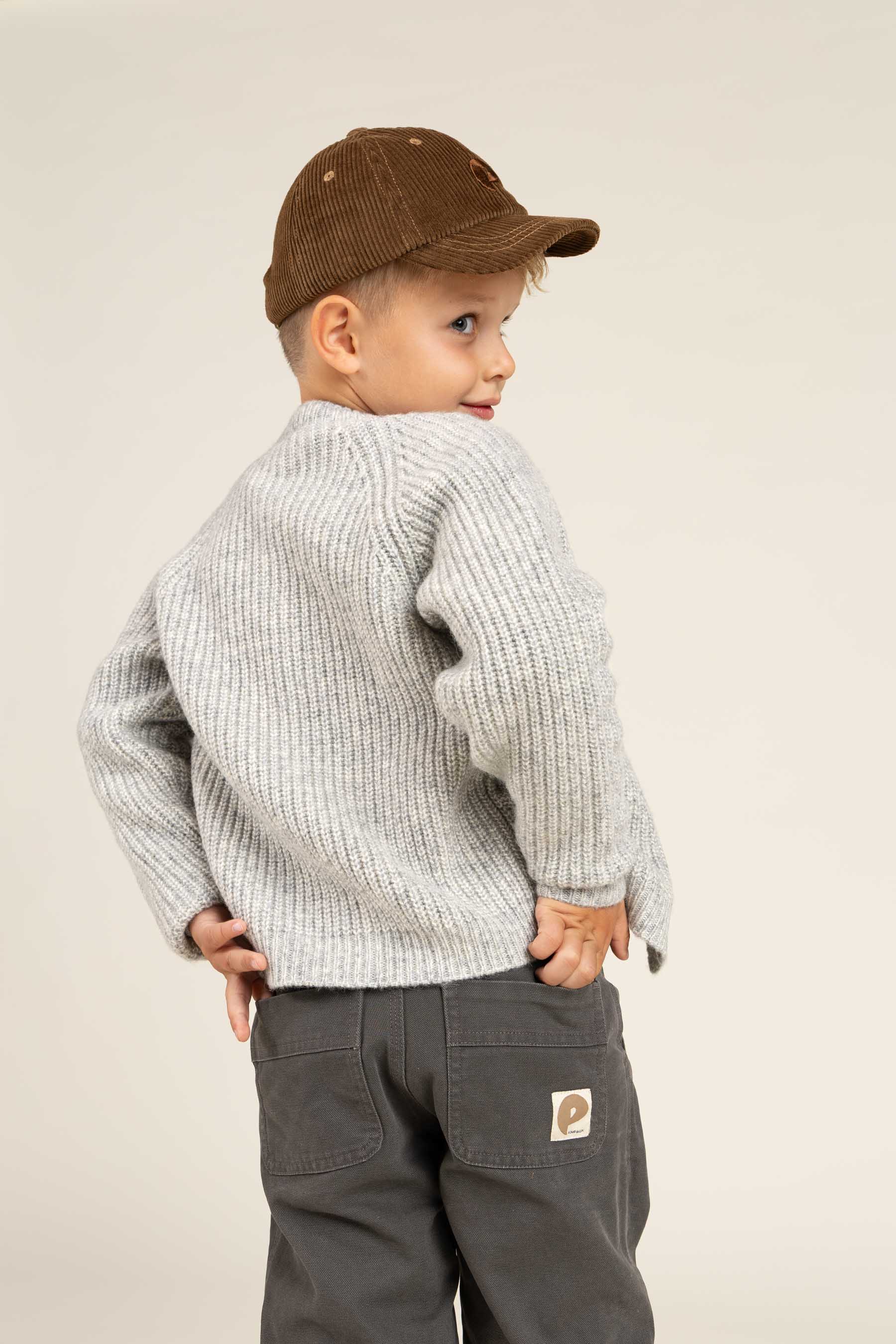 Cardigan i Uldmix - Kids - Grey Melange | 100746 Cork