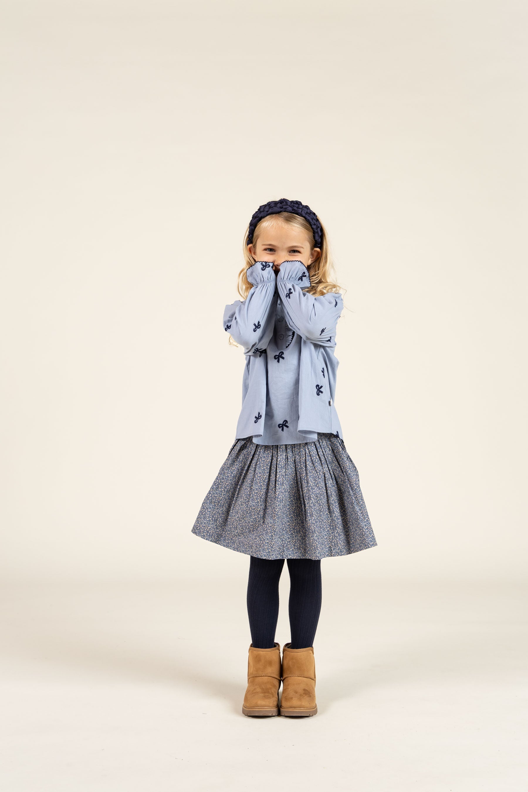 Nederdel bomulds-poplin med print - Kids - Blue | 100794 Allie