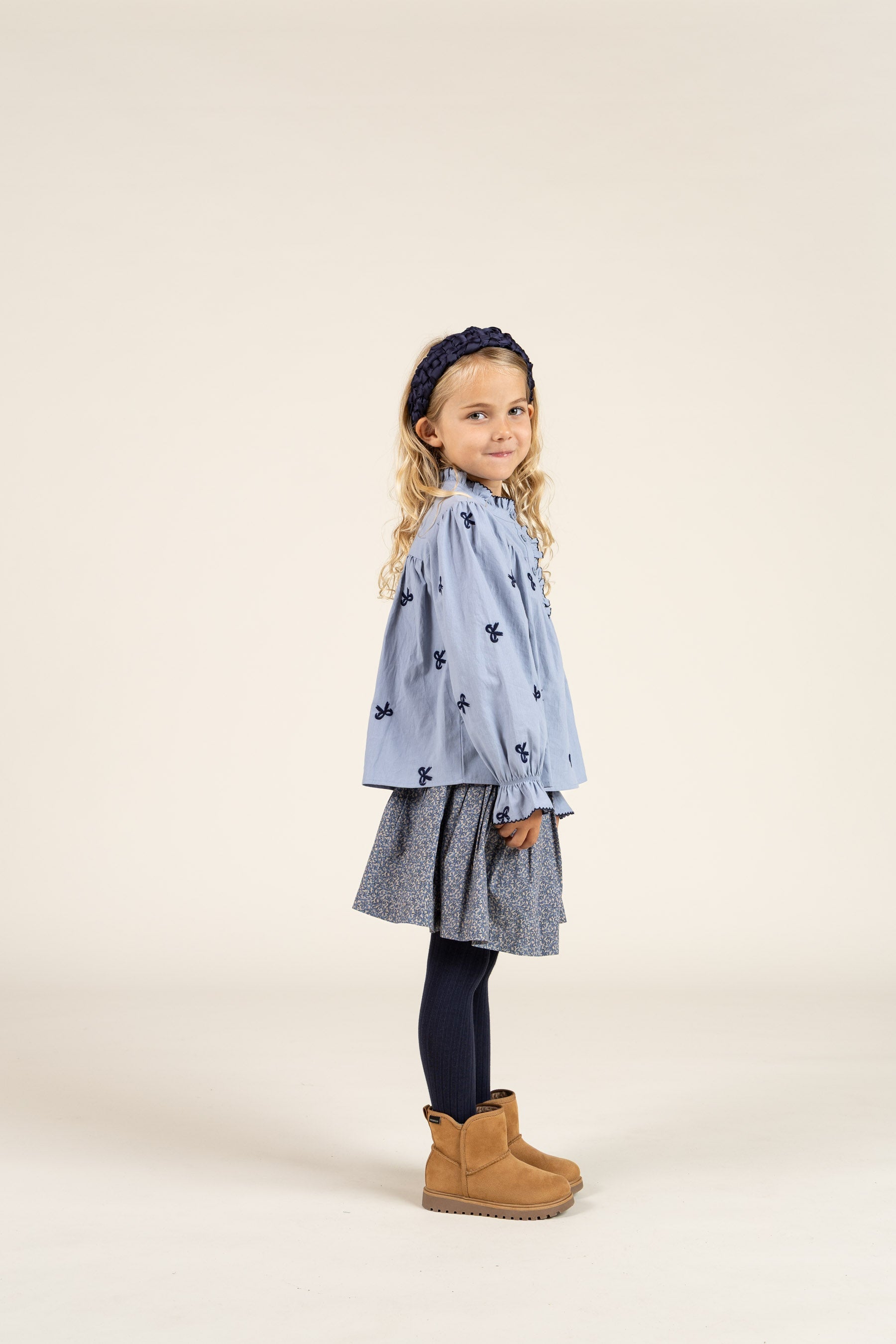 Poplin-bluse med broderi - Kids - Blue | 100675 Adison