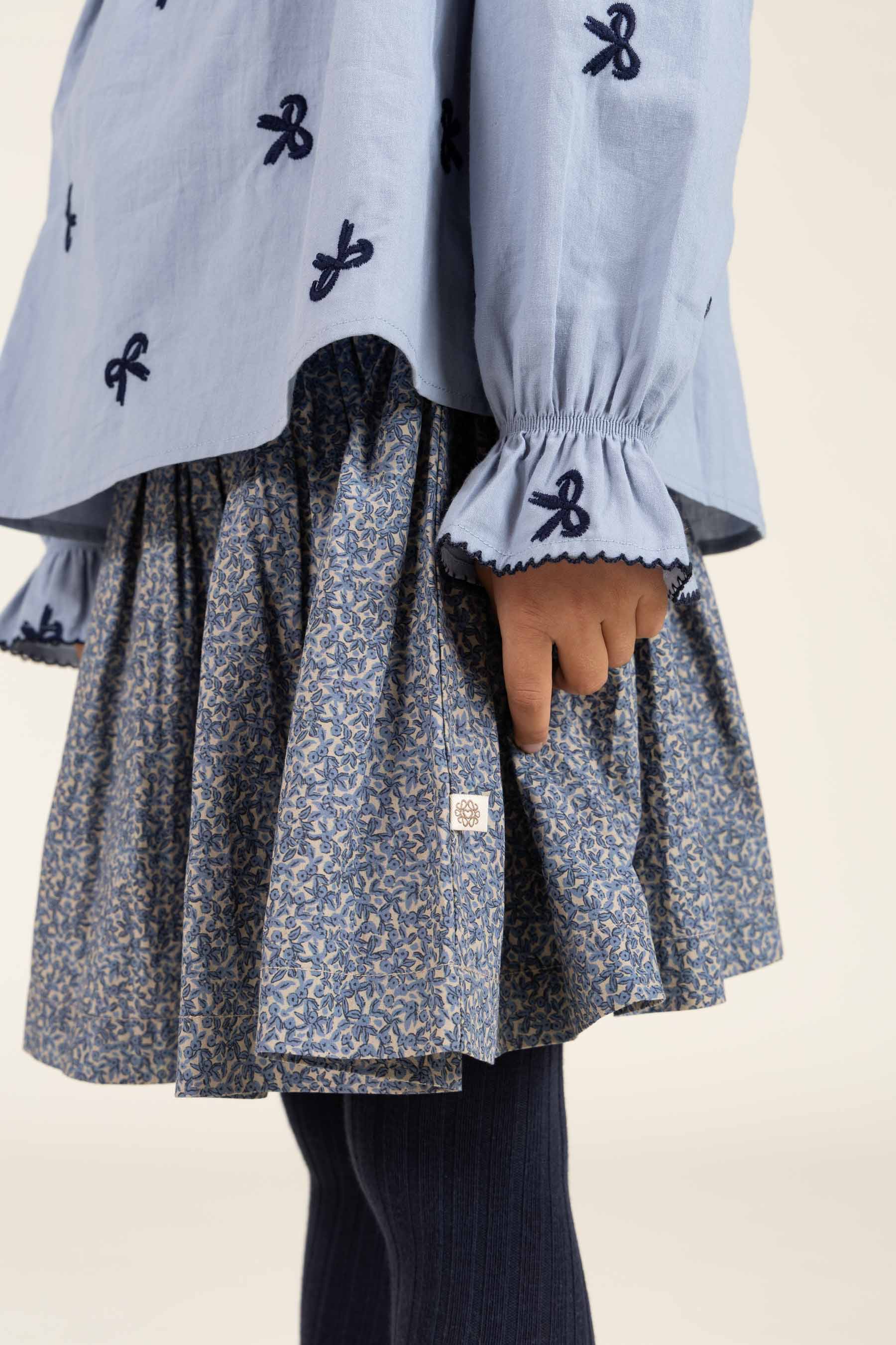 Nederdel i Printet bomulds-poplin - Kids - Blue | 100794 Allie