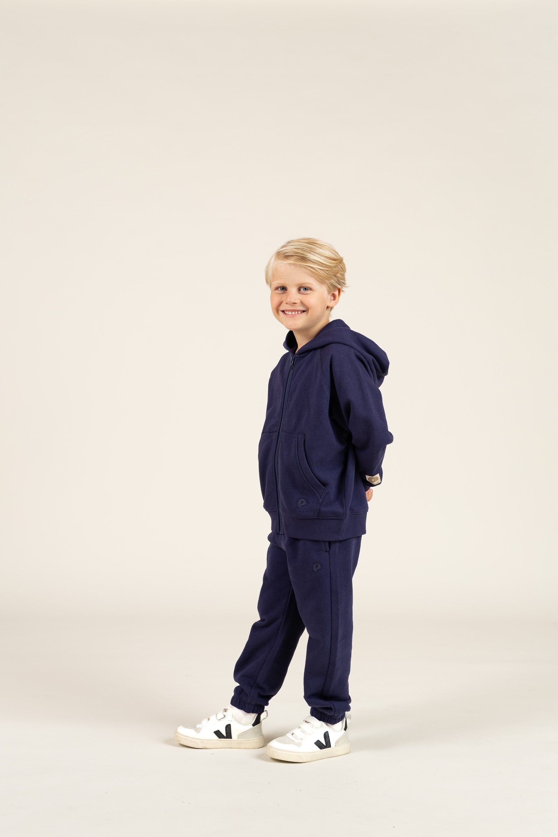 Klassisk Hoodie m. Lynlås - Kids - Marineblå | 100217 Felix