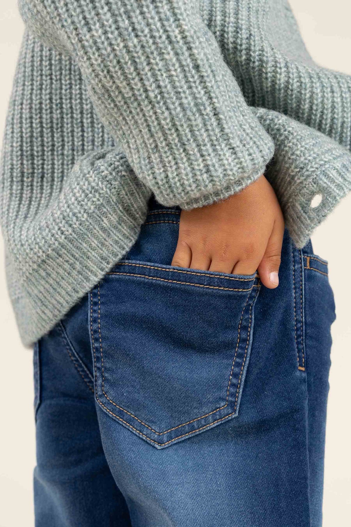 unisex Cardigan i Uldmix - Kids - Green Melange | 100747 Cork