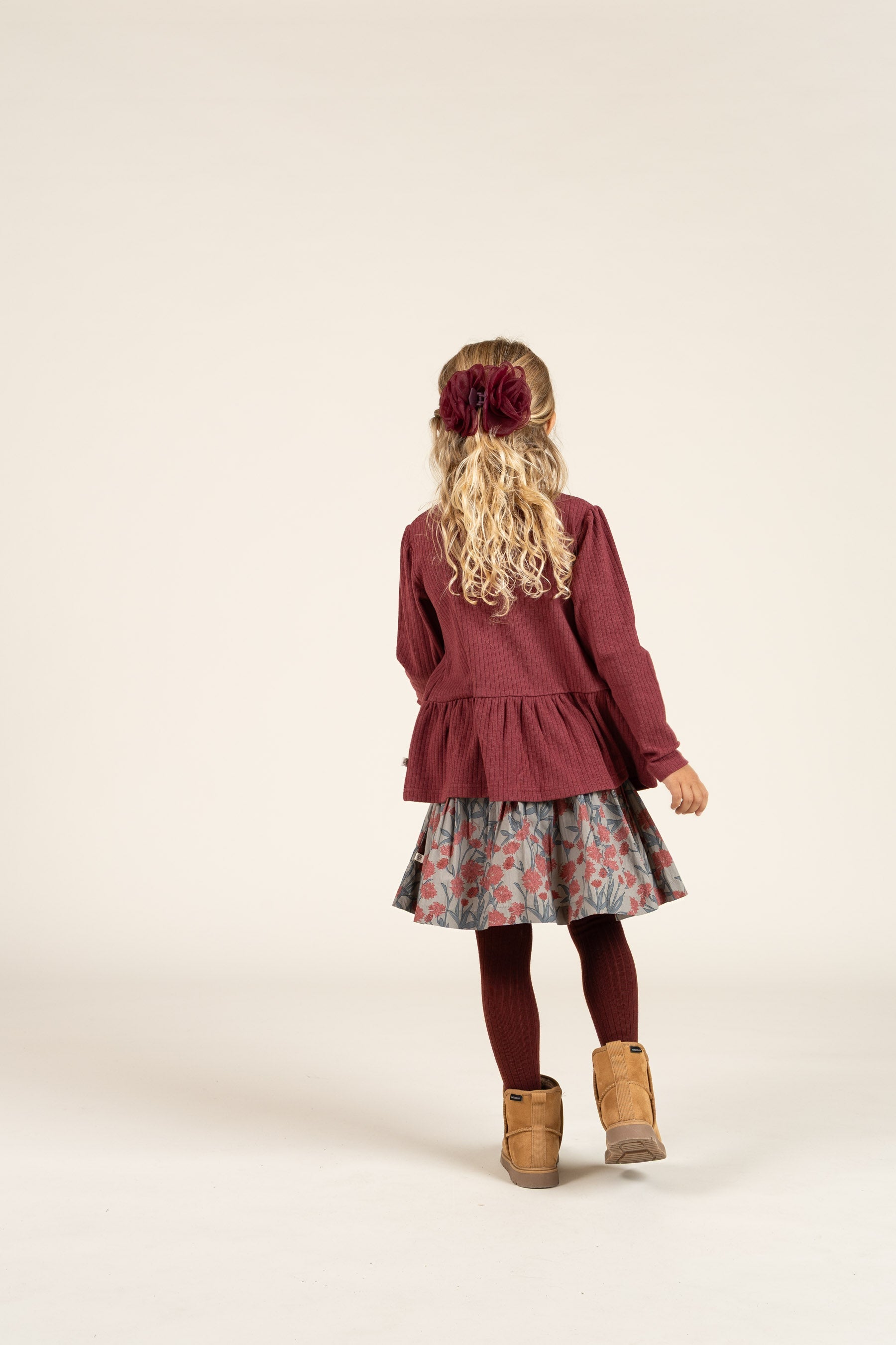 Nederdel i Printet bomulds-poplin - Kids - Rose / Green | 100717 Amy