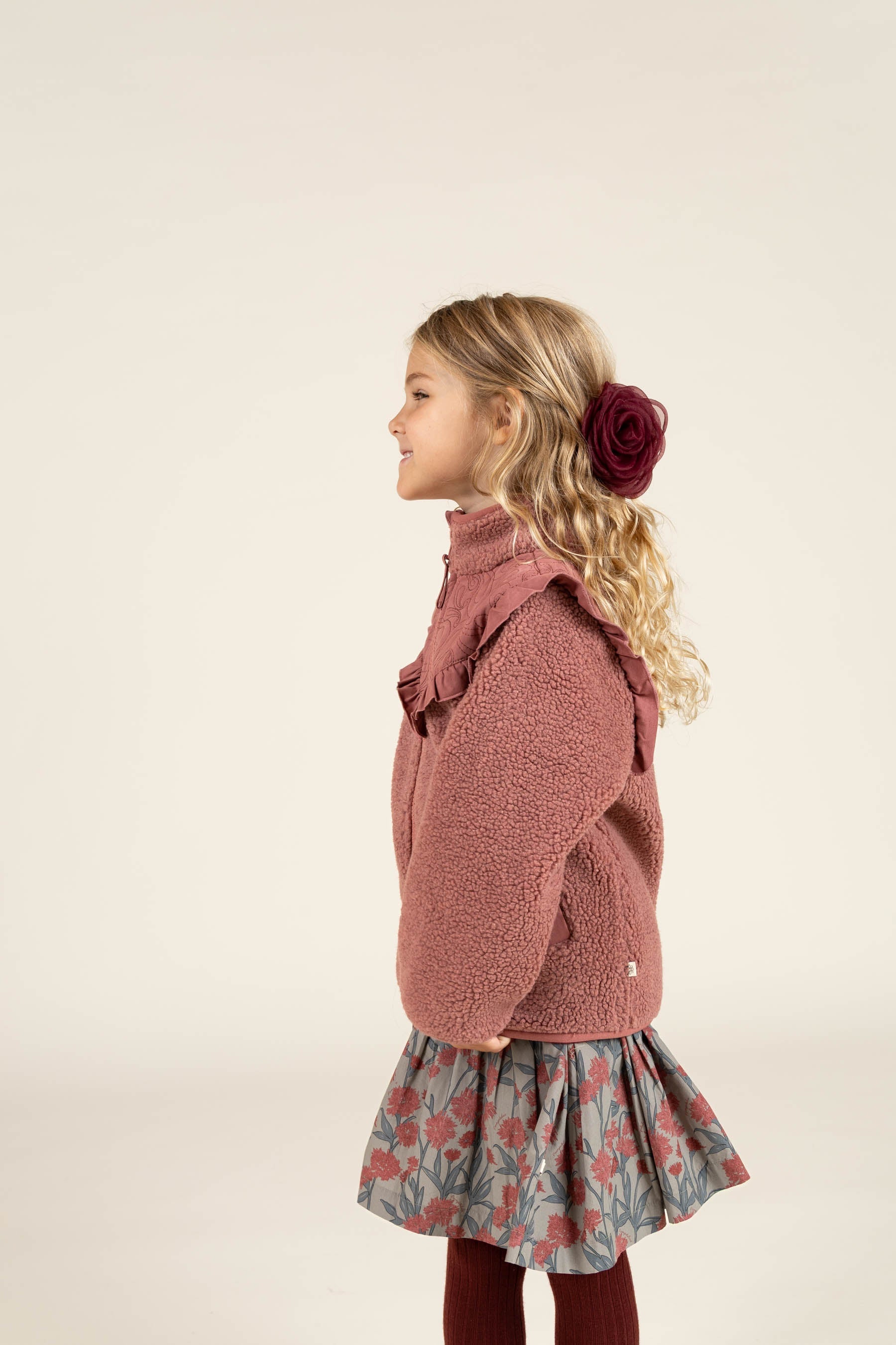 Teddyjakke med lynlås og flæser - Kids - Old Rose | 100636 Madison