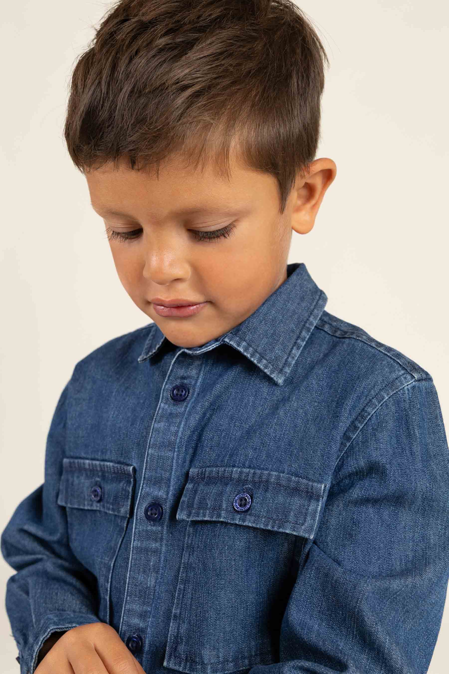 Denimskjorte- Kids - Mørkeblå Denim | 100176 Delhi