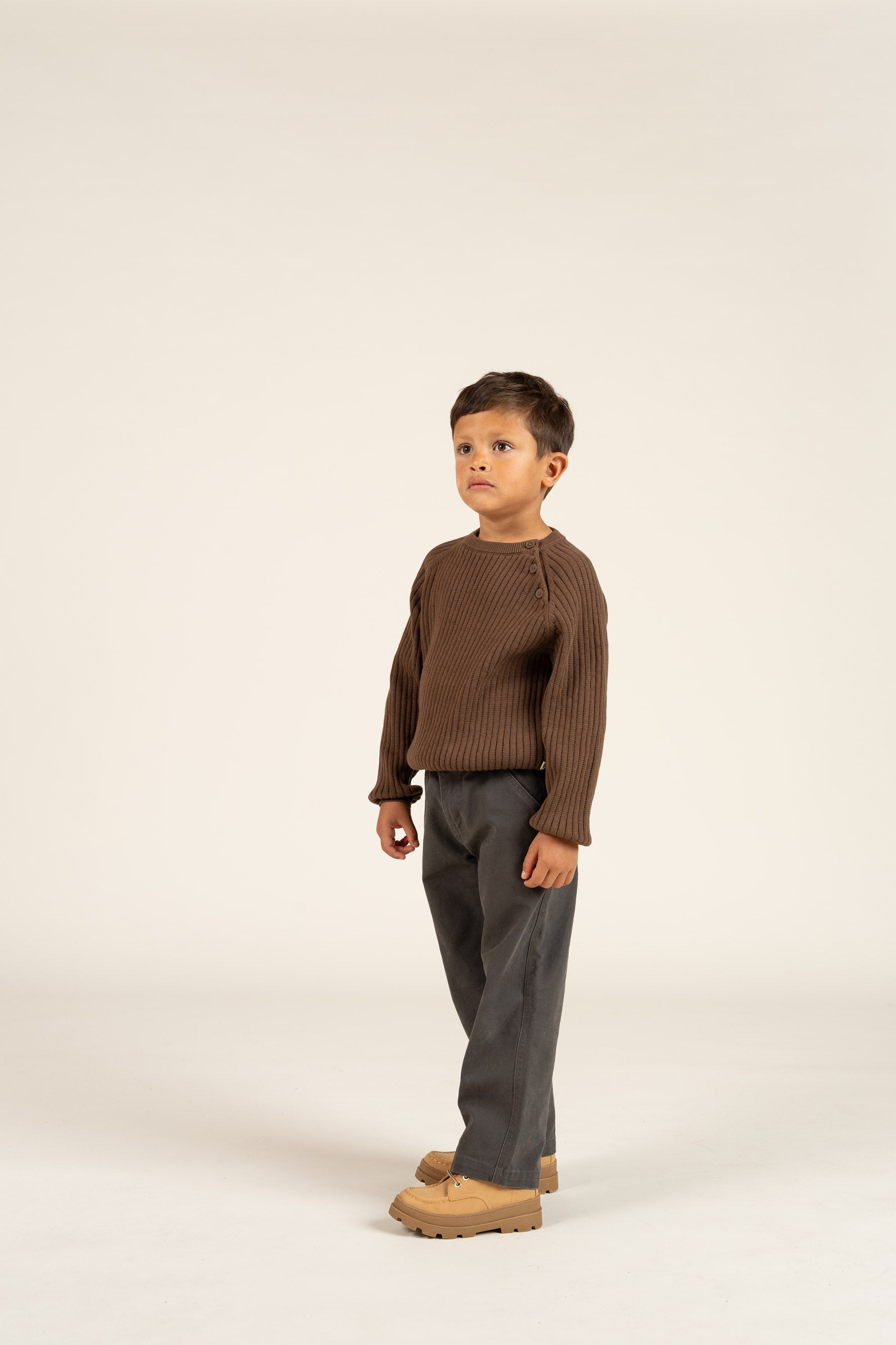 Strikket Bomuldssweater - Kids - Coffee | 100691 Jett