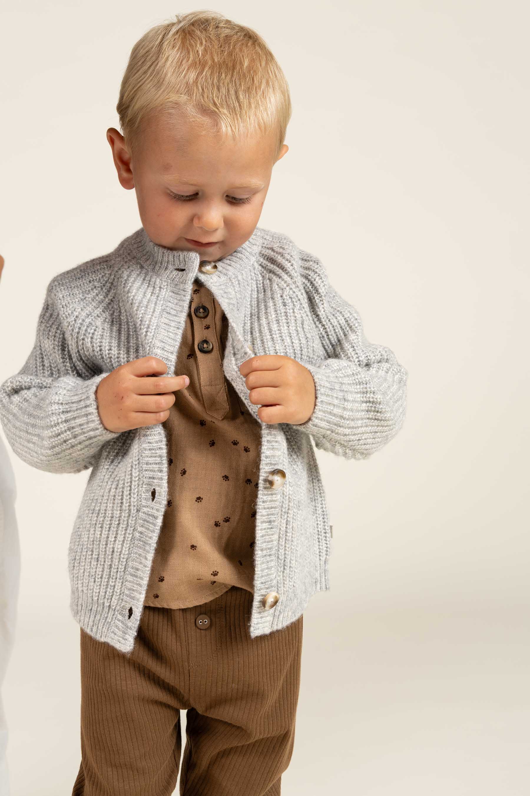 Skjorte i sildebensvævet Bomuld m. Print - Kids - Light Brown | 100760 Edward