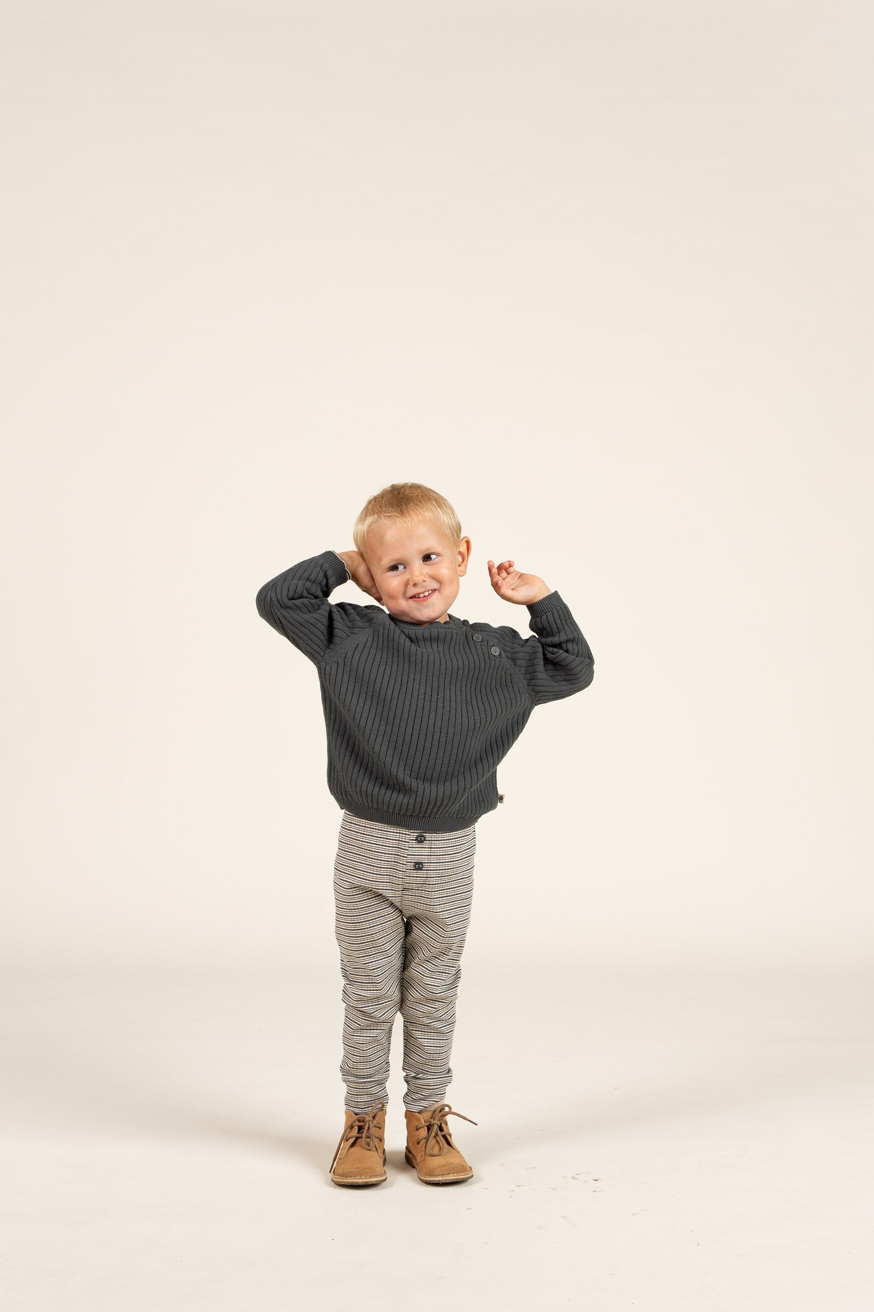 Rib-Bukser i Bomuld - Kids - Forest Green Stripe | 100570 Manson
