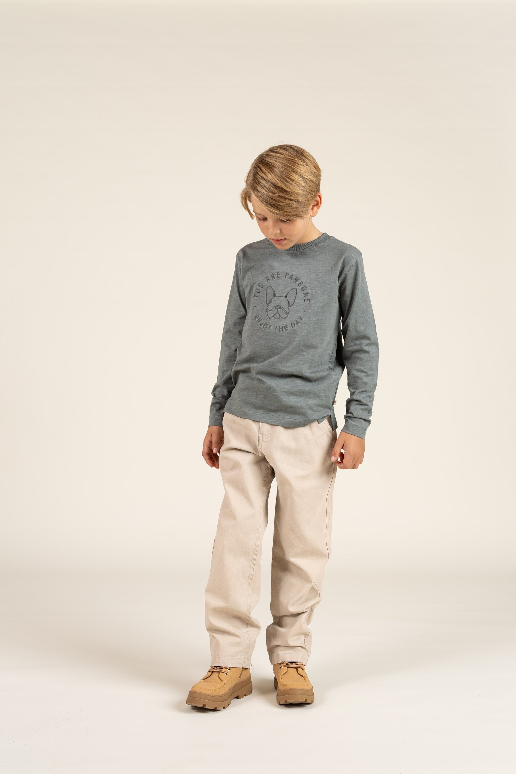 Langærmet T-shirt i Slub Jersey - Tween - Dusty Dark Green | 100835 Kevin