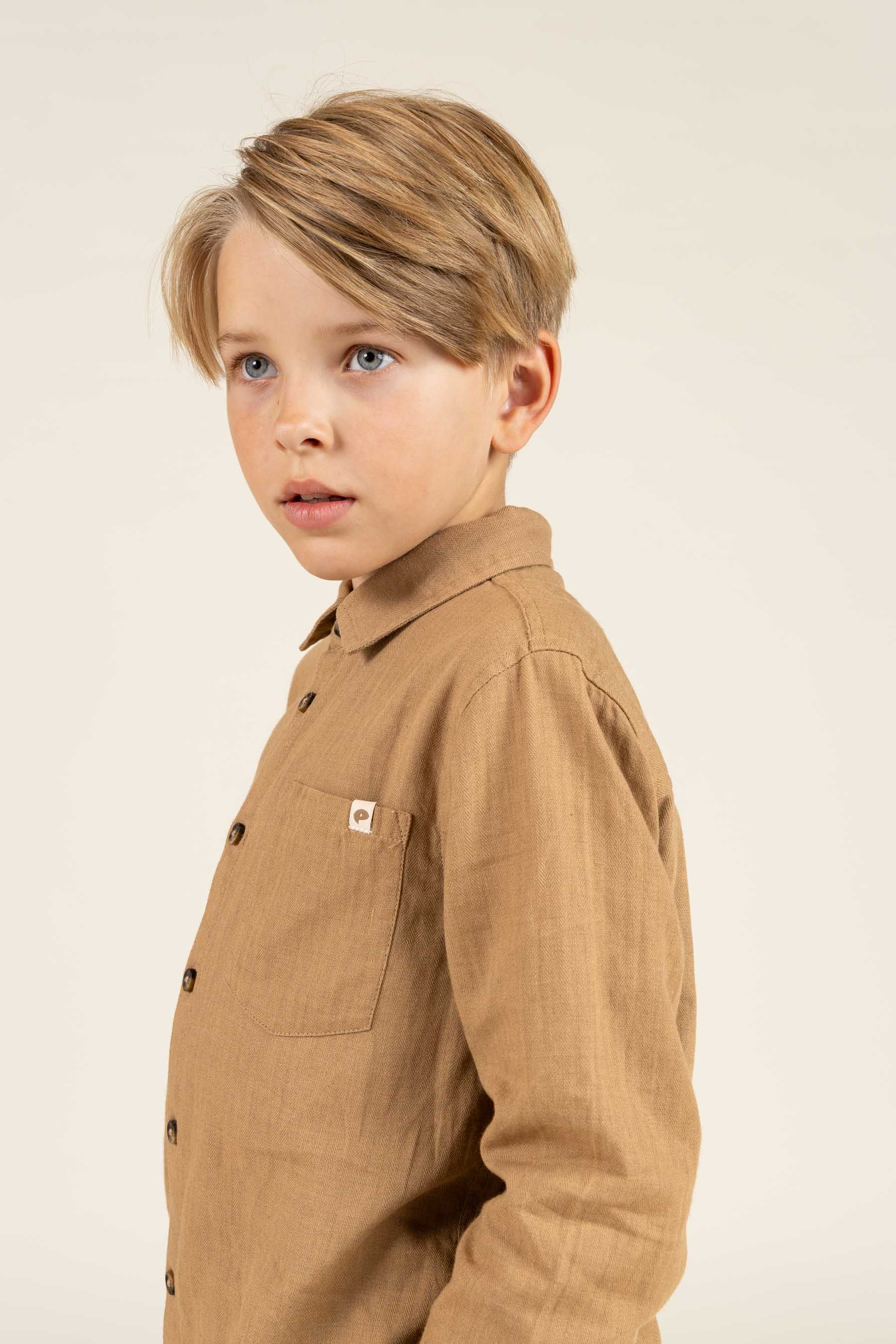 Skjorte i sildebensvævet Bomuld - Tween - Light Brown | 100804 Edward