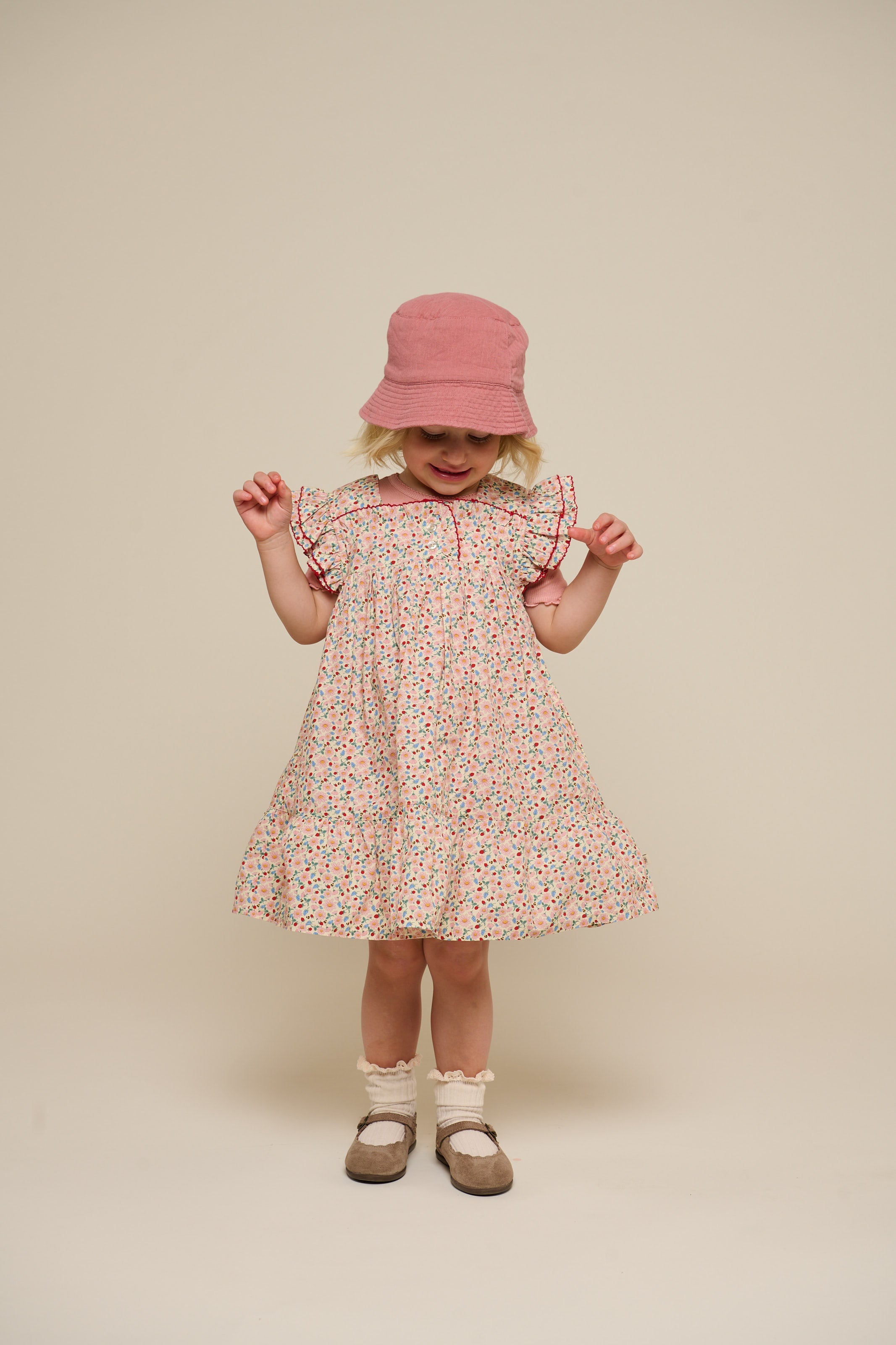 Blomstret poplinkjole - Kids - Rose | 100960 Poppy