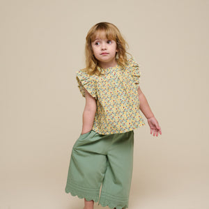 Poplinbukser med muslingekant - Kids - Dusty Green | 101049 Joy