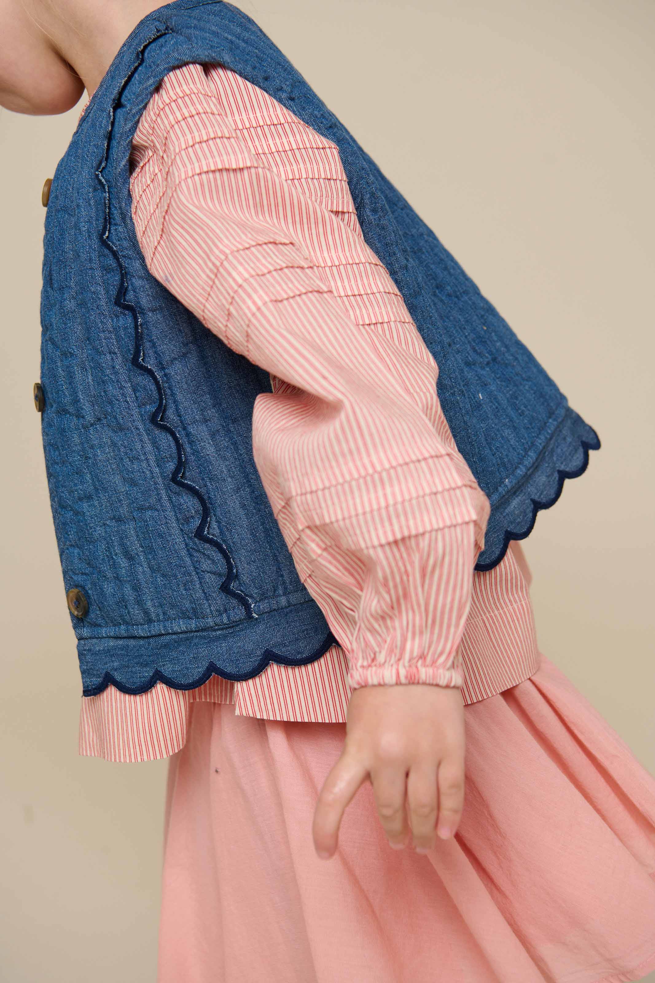 Langærmet stribet bluse - Kids - Offwhite/Cherry Red | 100990 Willa