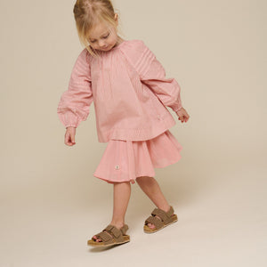 Langærmet stribet bluse - Kids - Offwhite/Cherry Red | 100990 Willa
