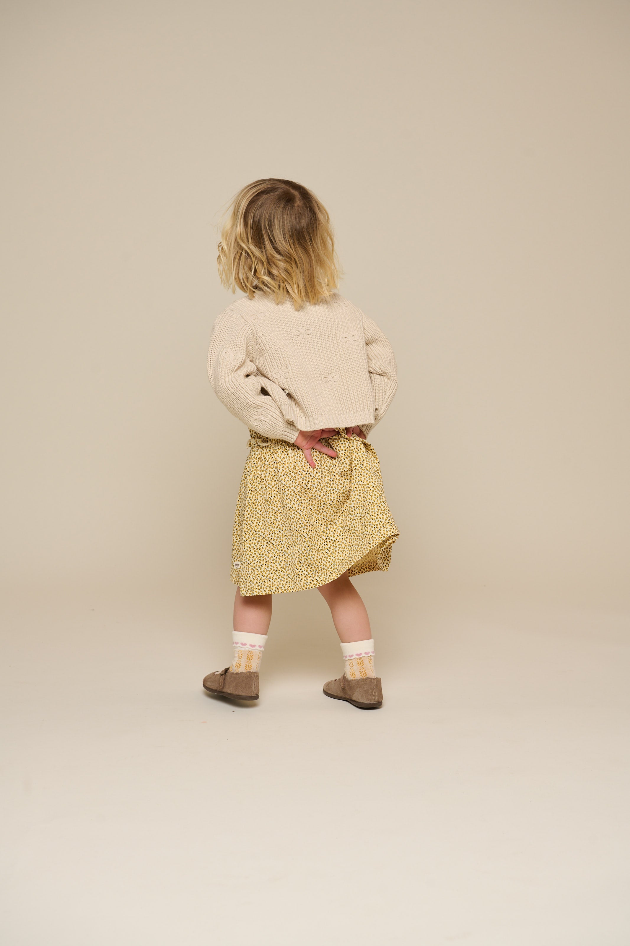 Cardigan i Bomuldsstrik med Sløjfer - Kids - Nature | 100790 Freya