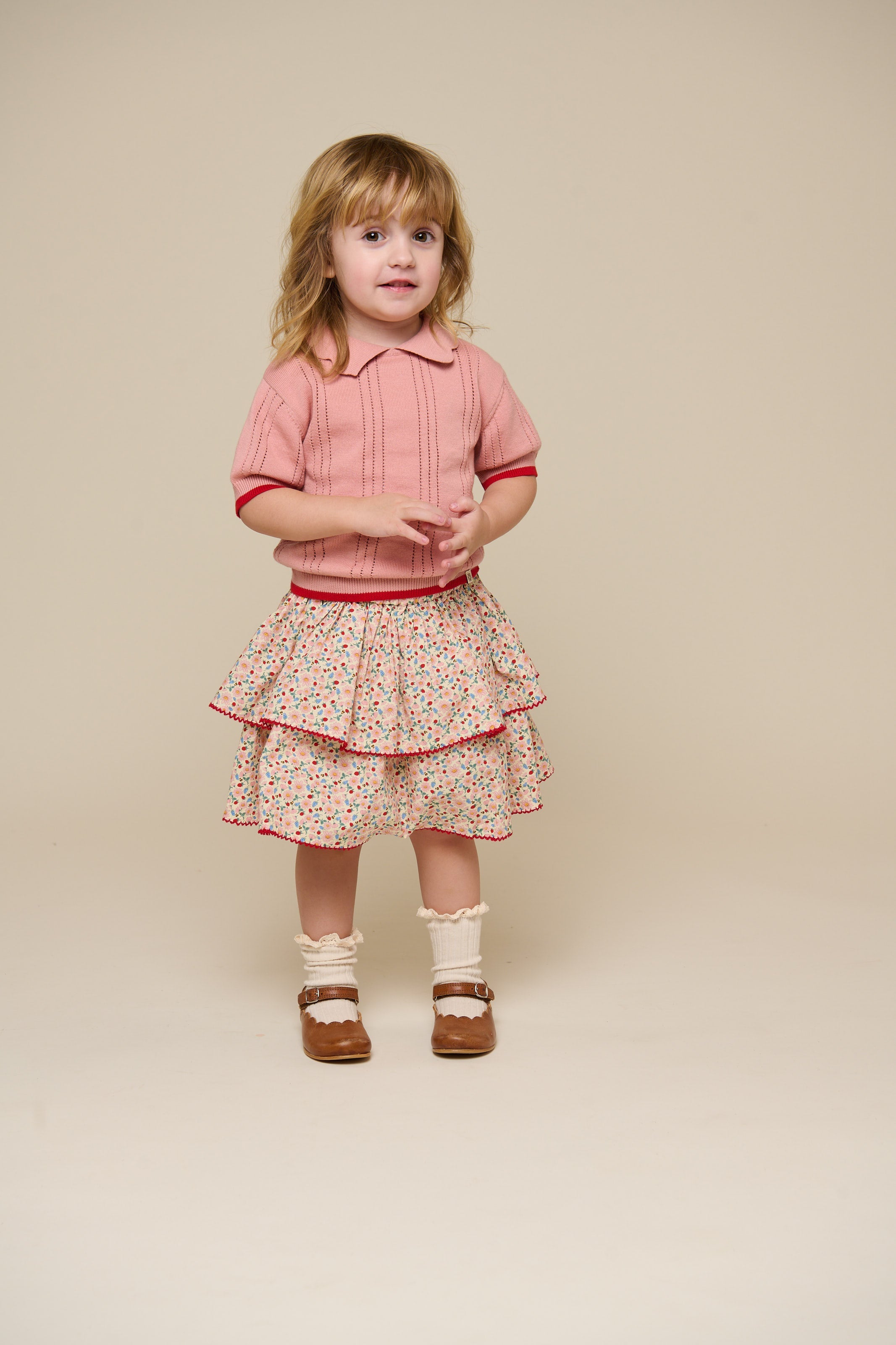 Rosafarvet strikket polo - Kids - Rose | 101241 Helena