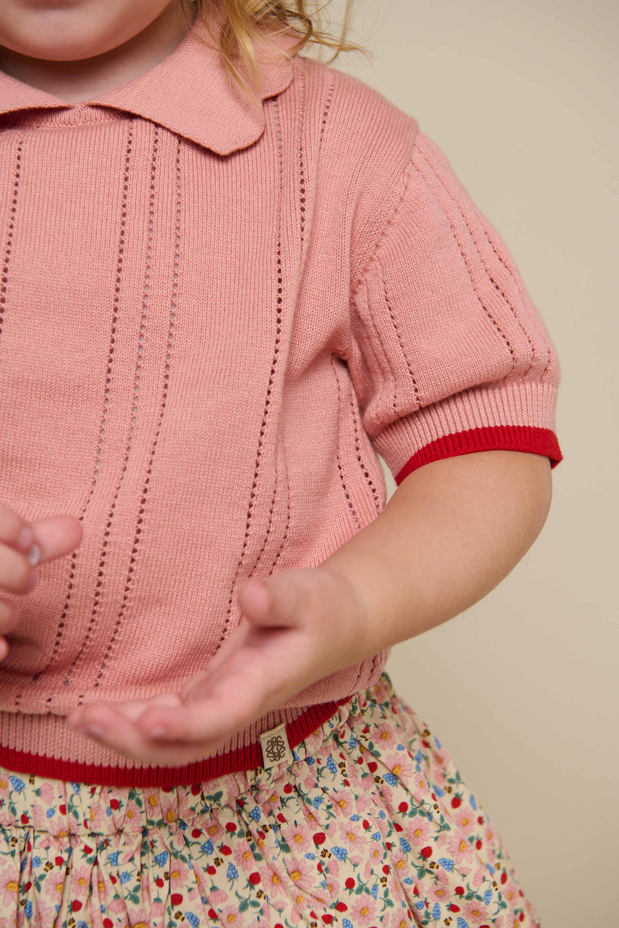 Rosafarvet strikket polo - Kids - Rose | 101241 Helena