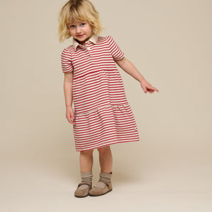 Stribet jersey kjole - Kids - Cherry Red | 101008 Emmie