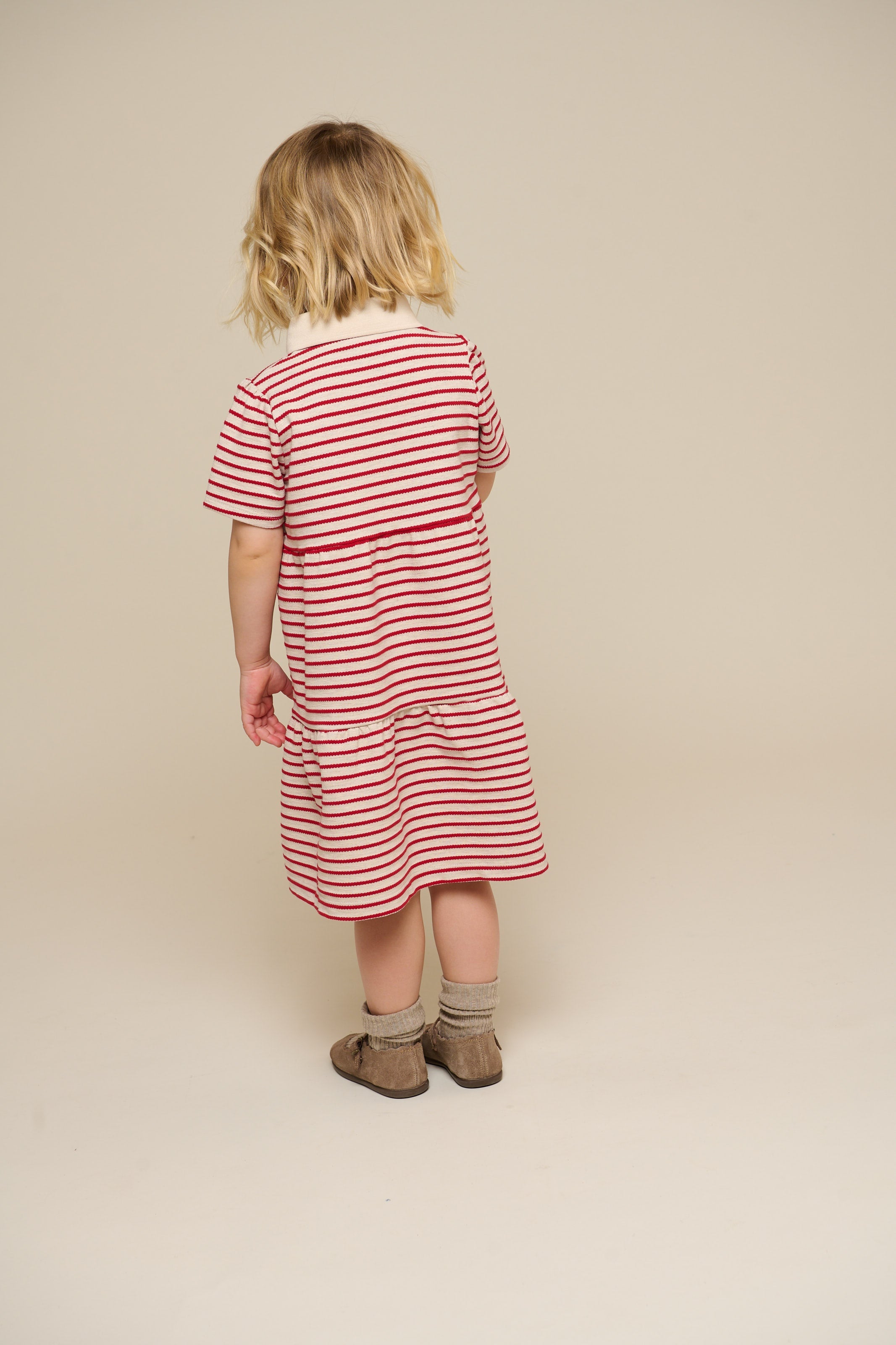 Stribet jersey kjole - Kids - Cherry Red | 101008 Emmie