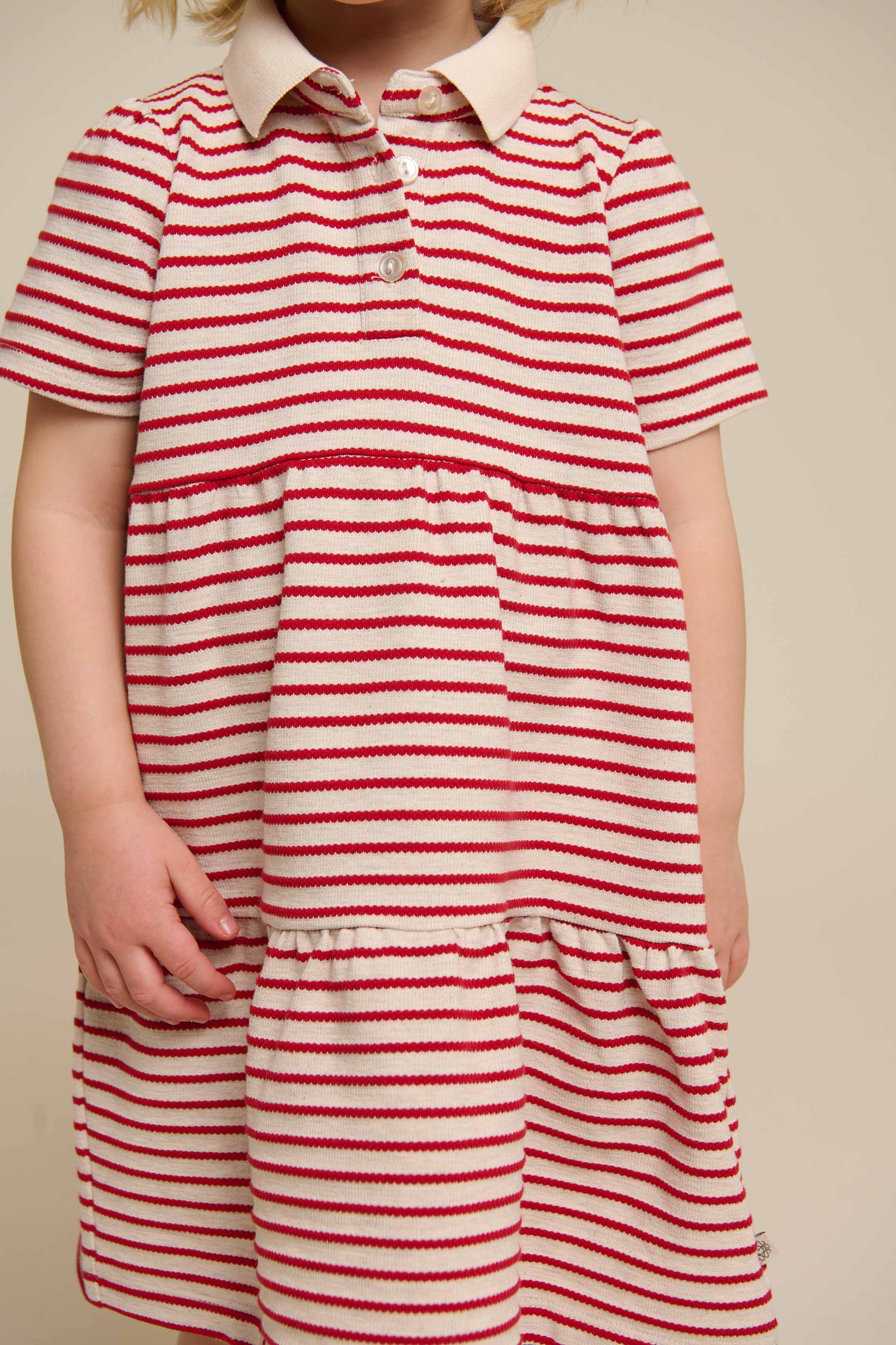 Stribet jersey kjole - Kids - Cherry Red | 101008 Emmie