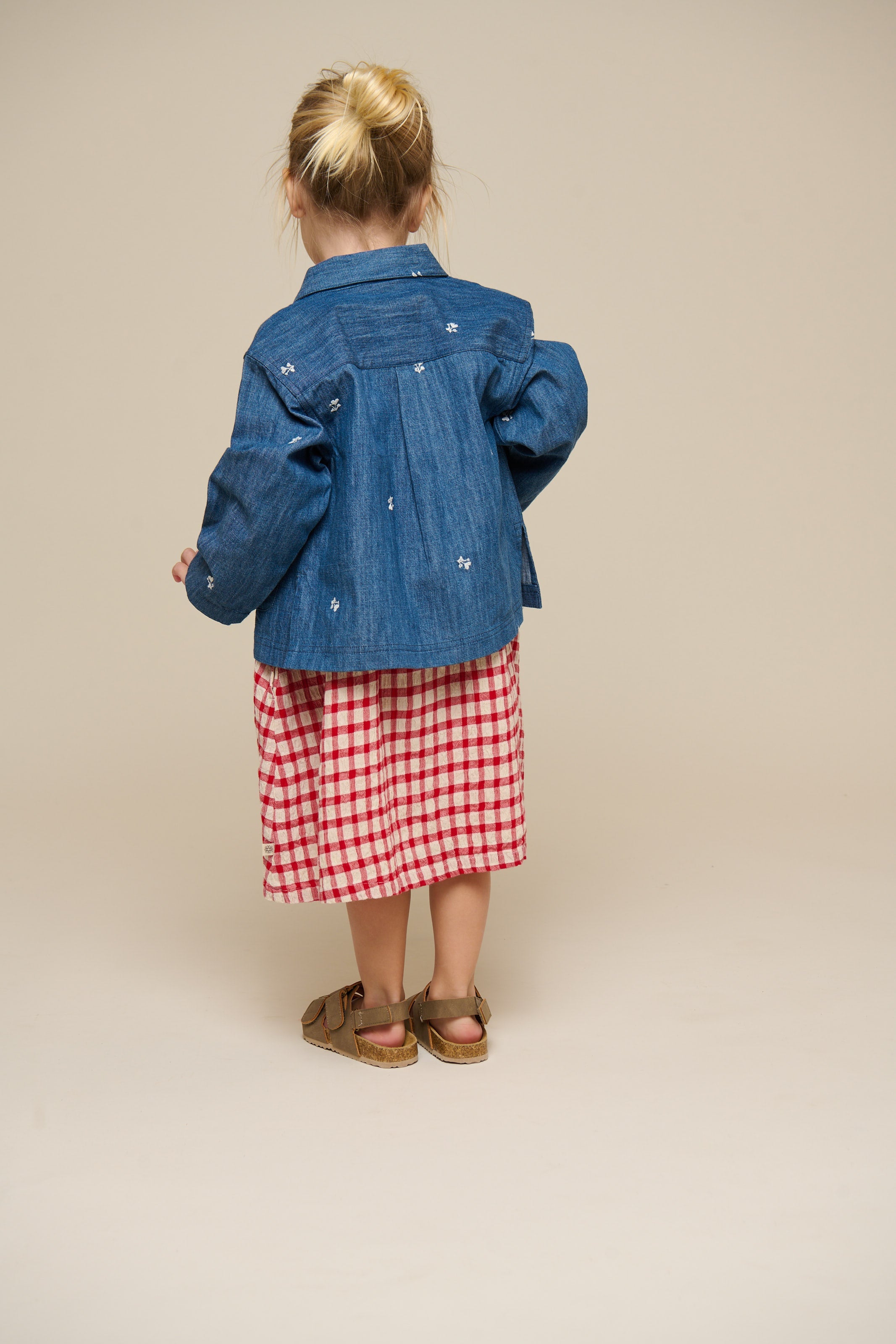 Broderet light-denim skjortejakke - Kids - Blue Denim | 101051 Isabella