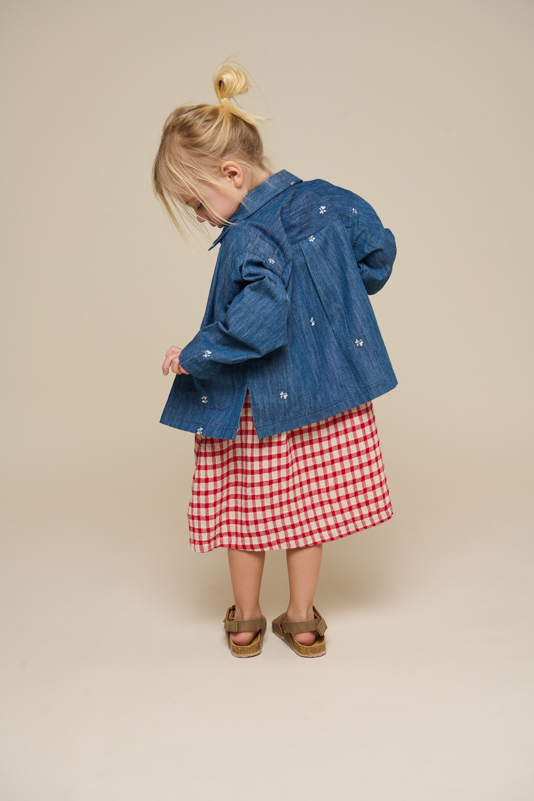 Broderet light-denim skjortejakke - Kids - Blue Denim | 101051 Isabella