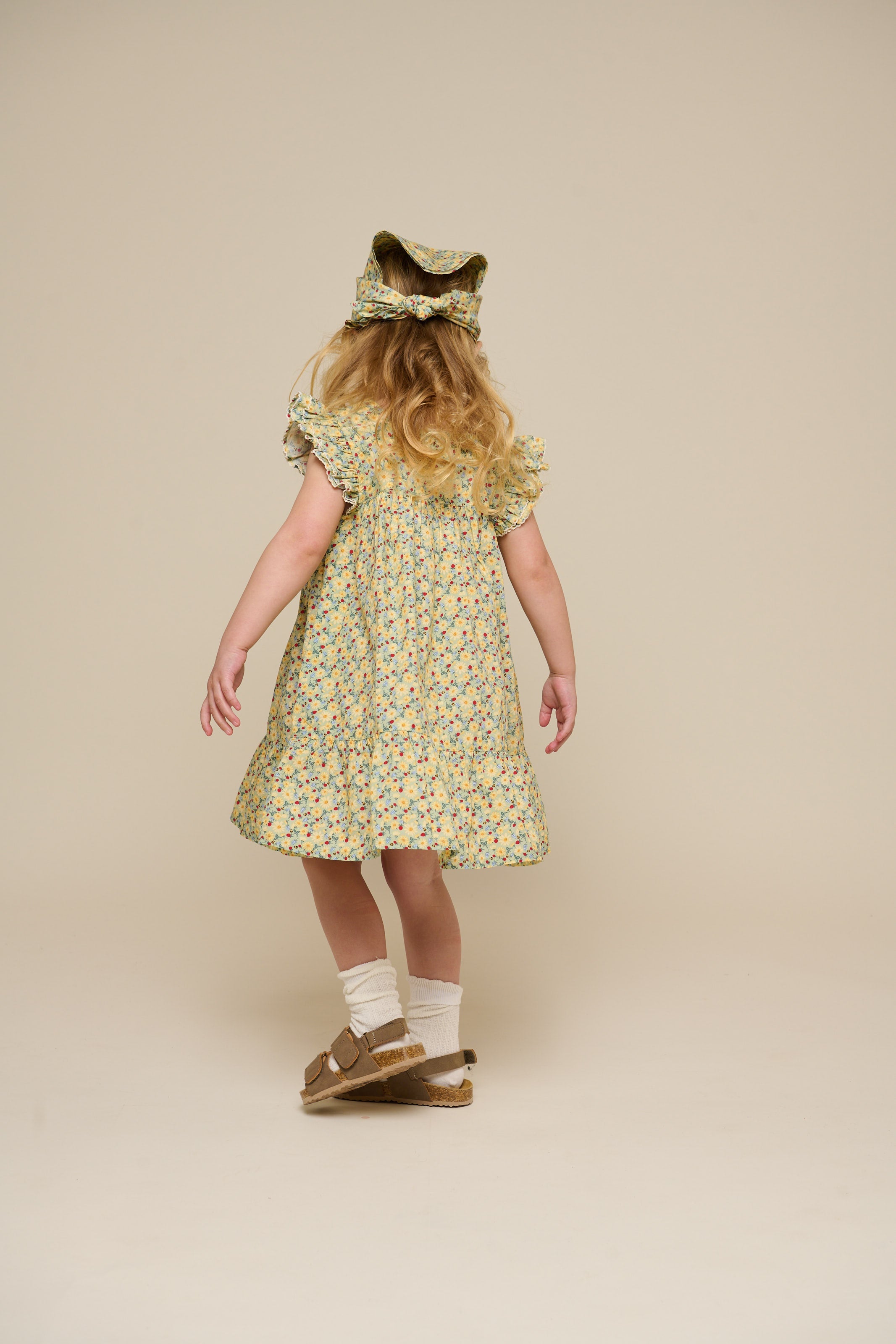 Blomstret poplinkjole - Kids - Green | 100962 Poppy