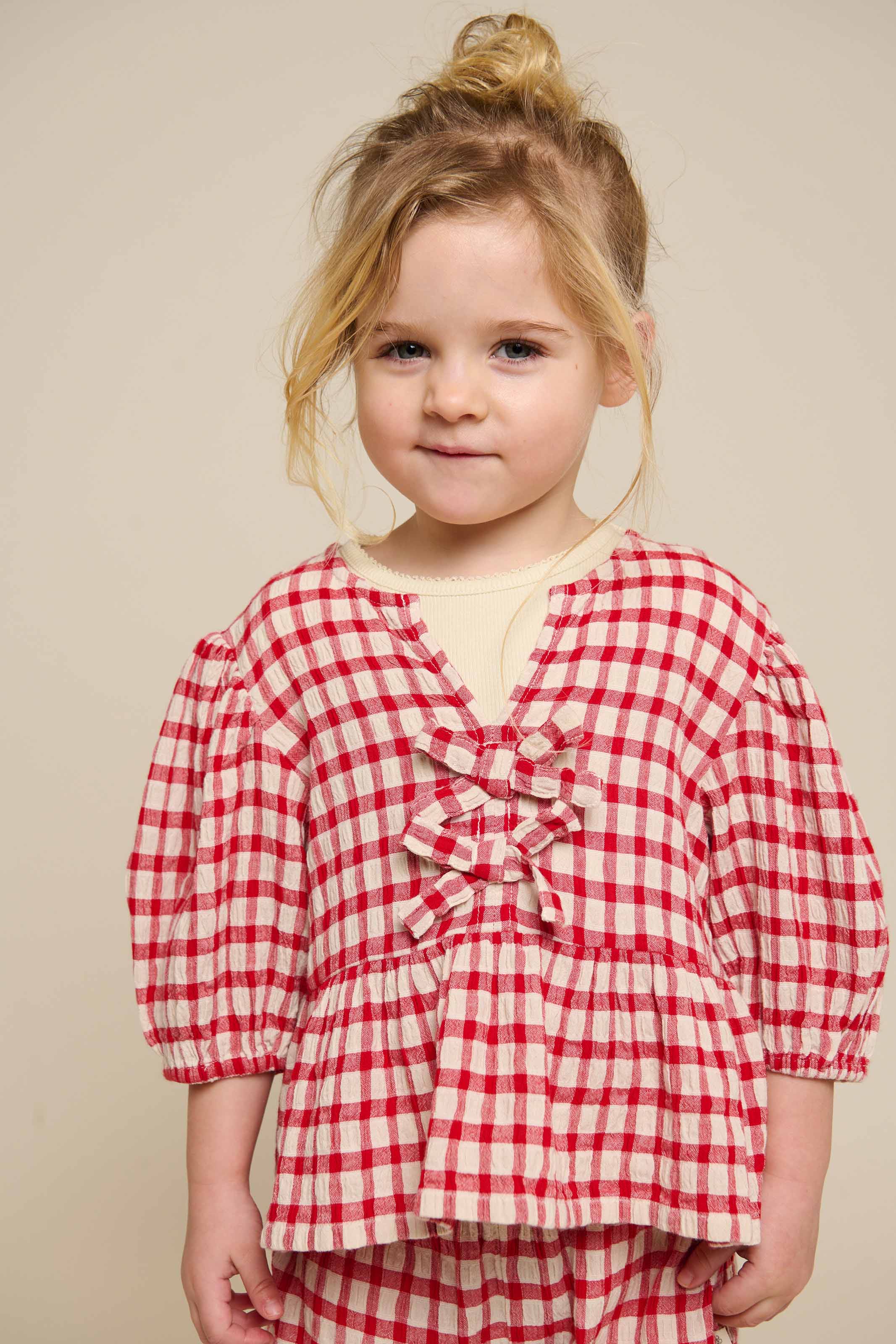 Ternet bomuldsbluse - Kids - Cherry Red | 100908 Bonnie