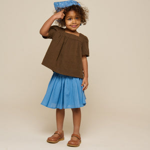 Bluse i musselin med korte ærmer - Kids - Dark Brown | 100916 Jasmine