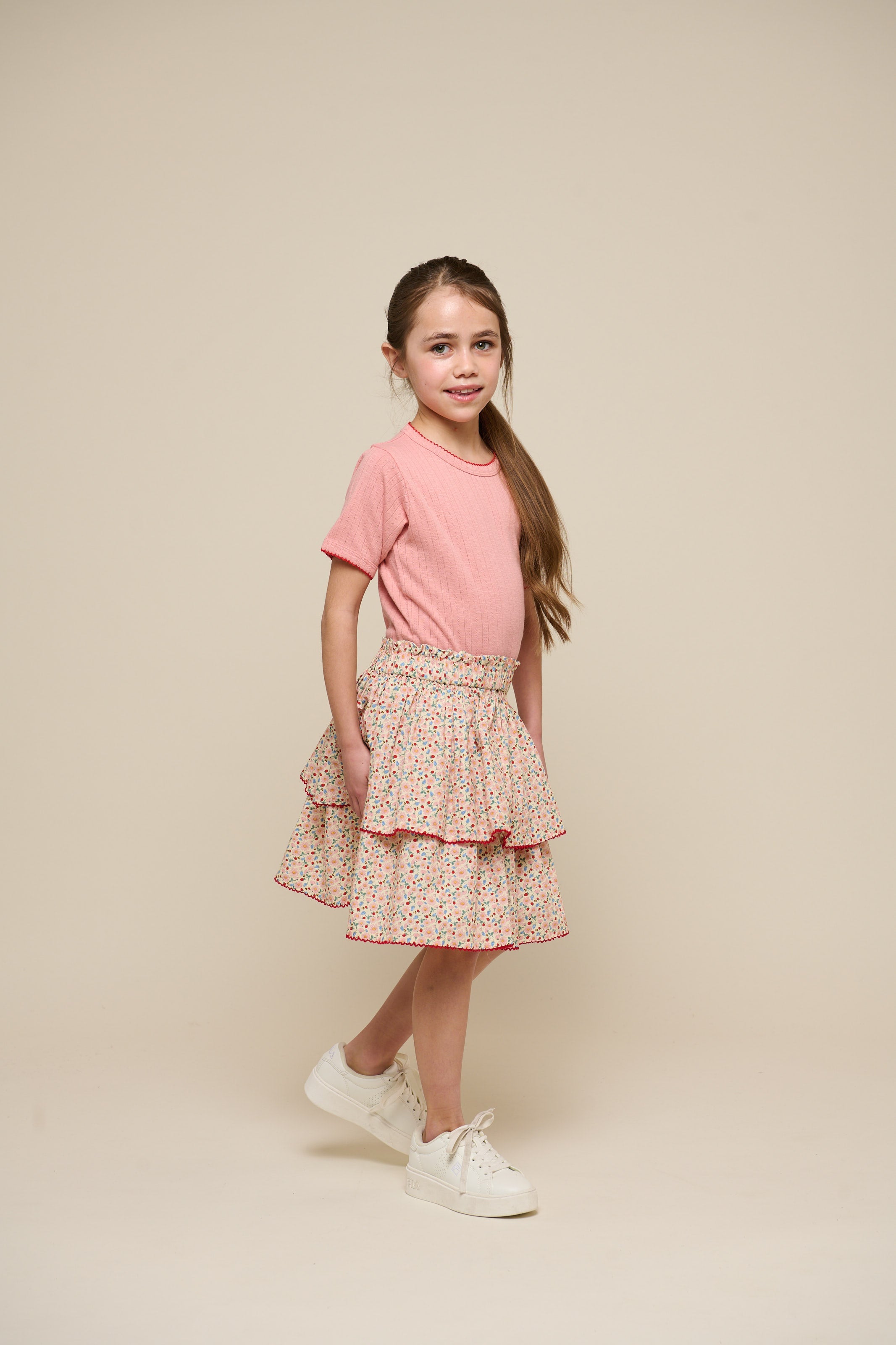 Pointelle T-shirt med kontrast picot - Tween - Rose Tan | 101288 Drew