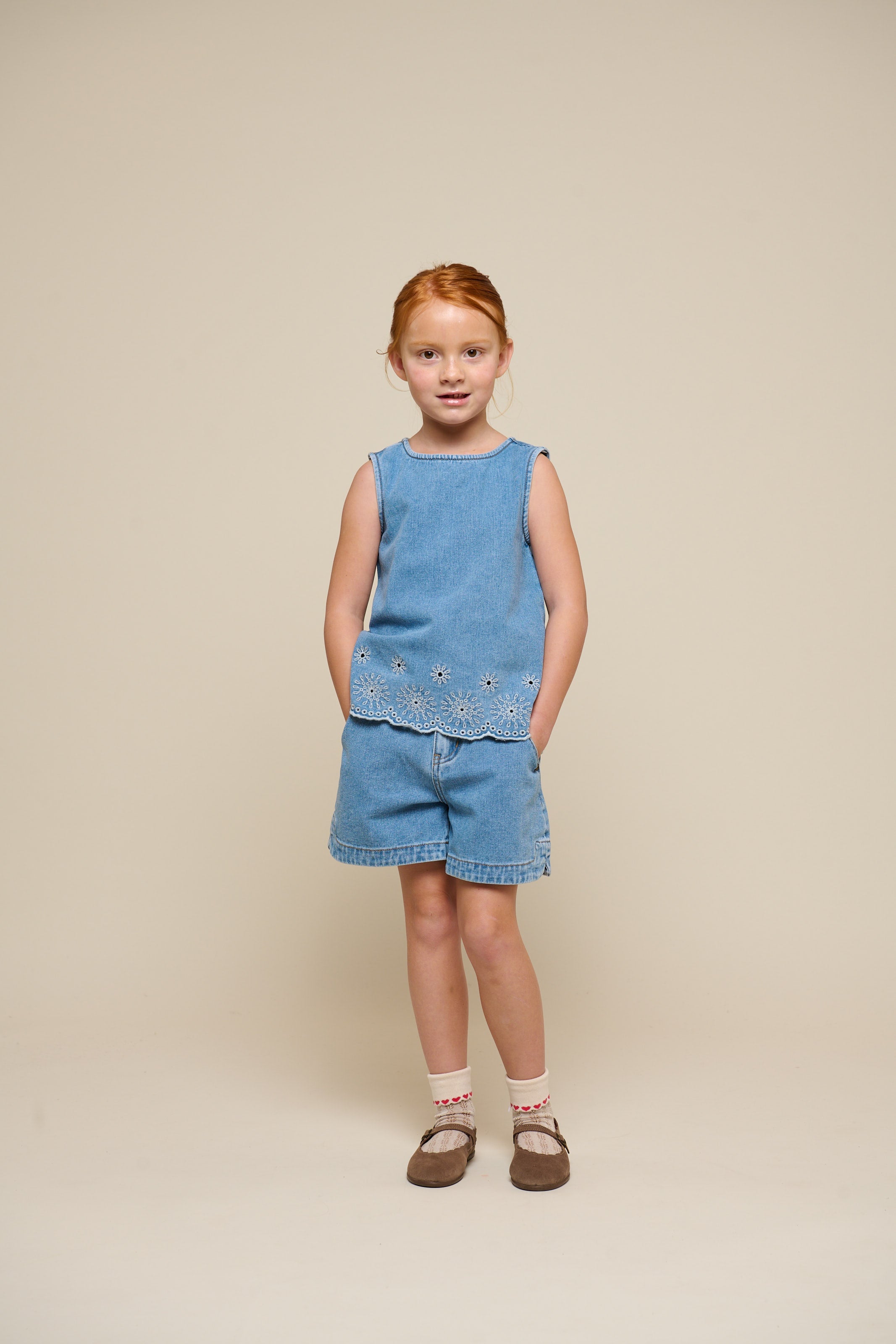 Broderet denim top - Tween - Light Blue Denim | 101021 Vera