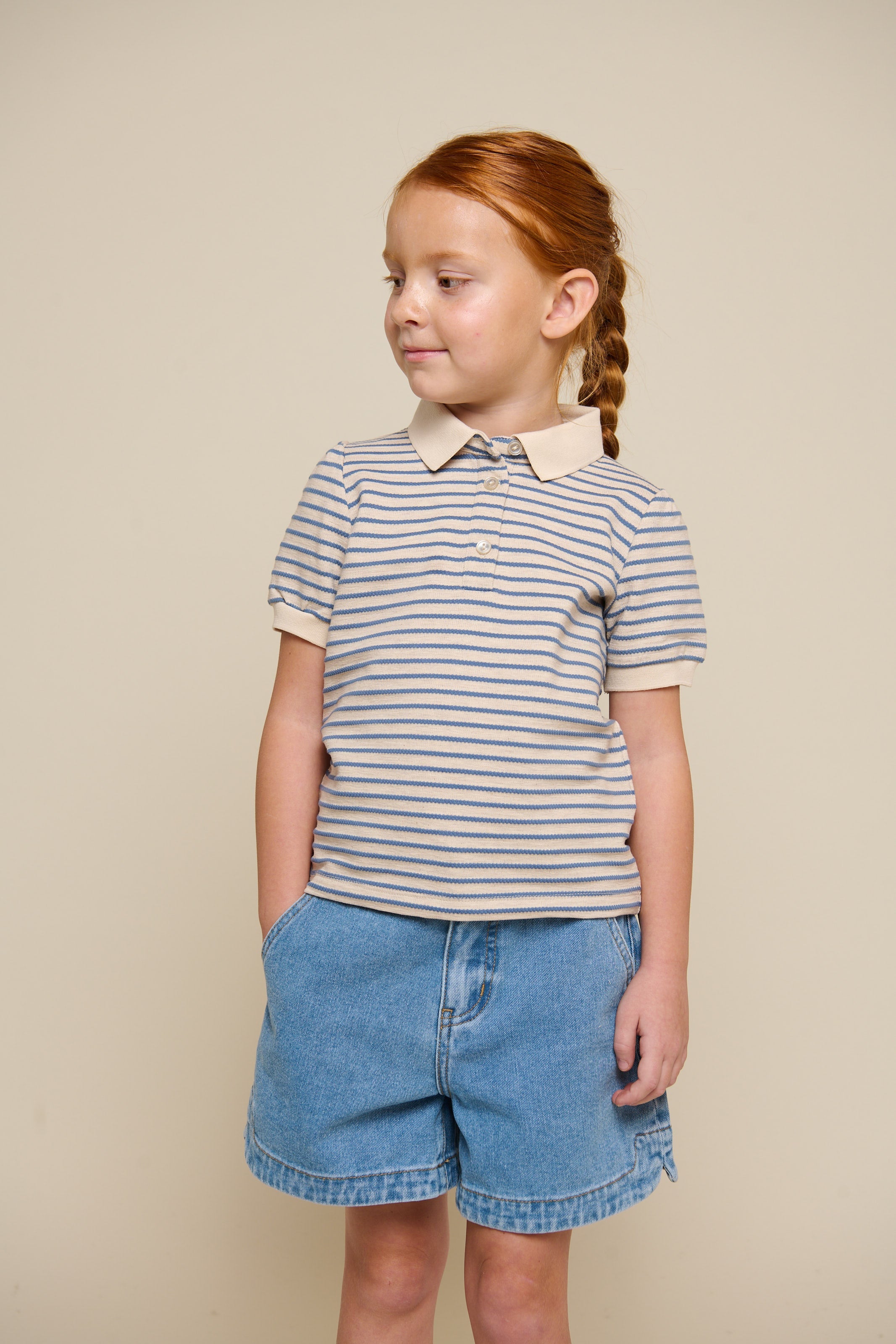 Stribet jersey polo - Tween - Blue | 101007 Emmie