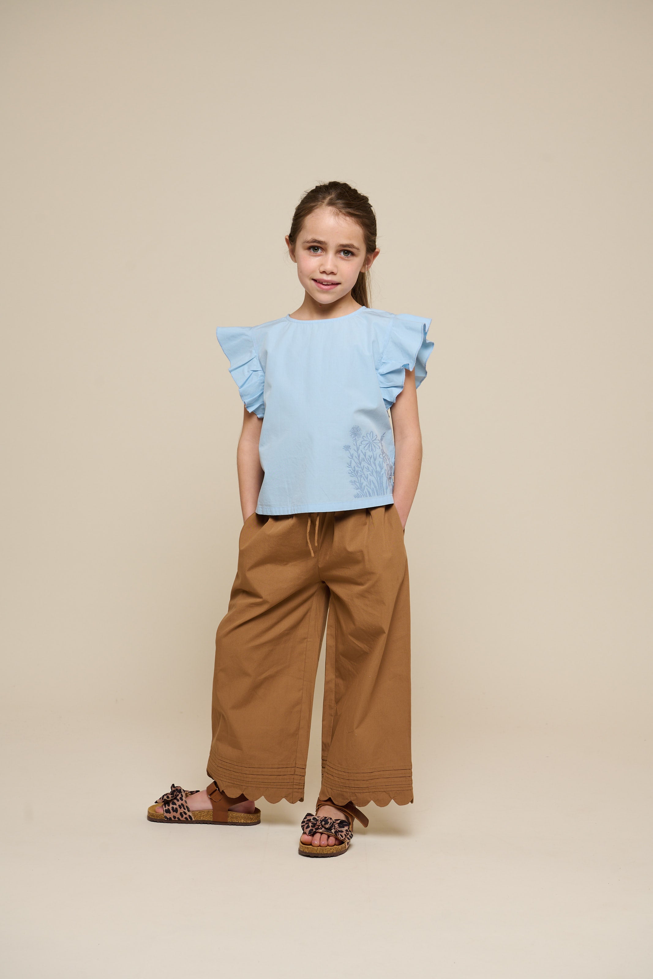 Poplinbluse med broderi - Tween - Powder Blue | 101073 Barbara