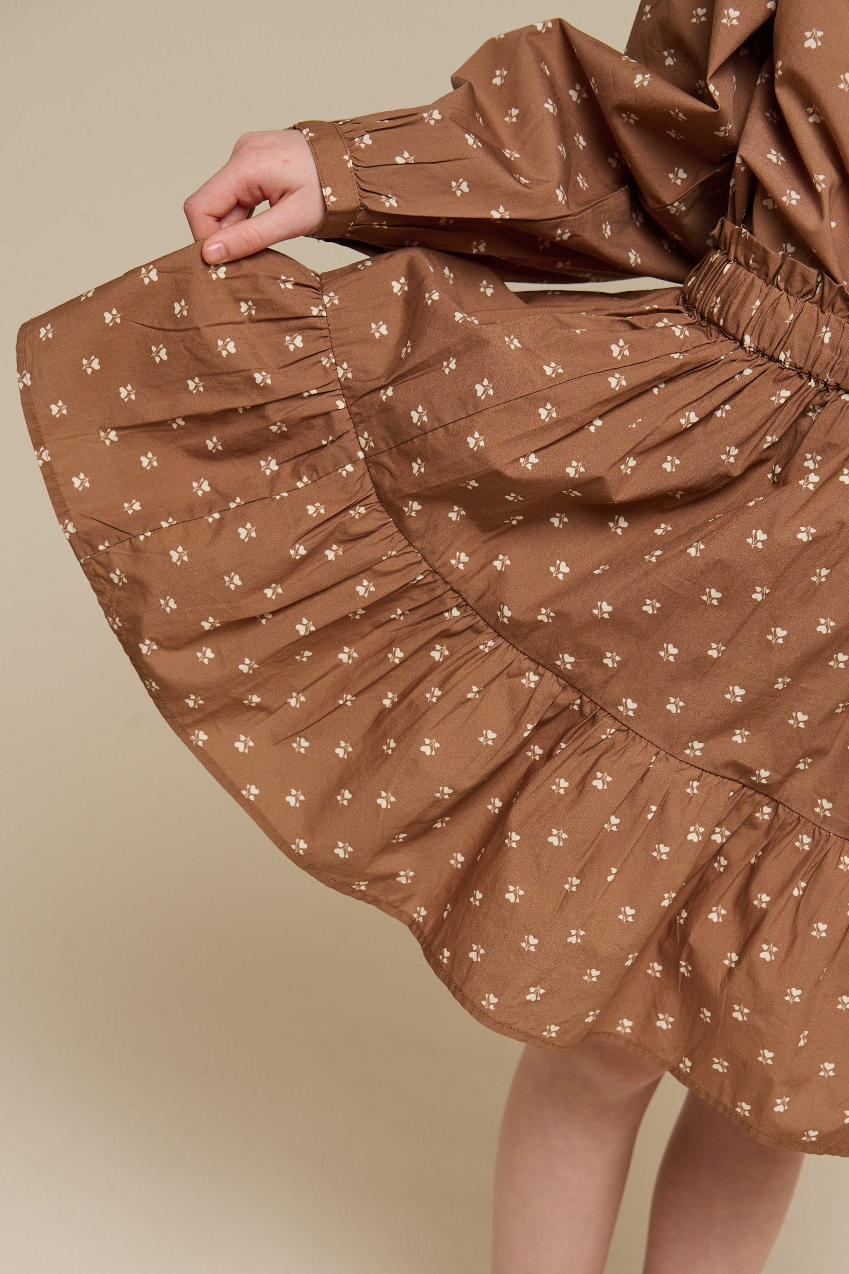 Nederdel i printet poplin - Tween - Coconut | 101086 Camilla