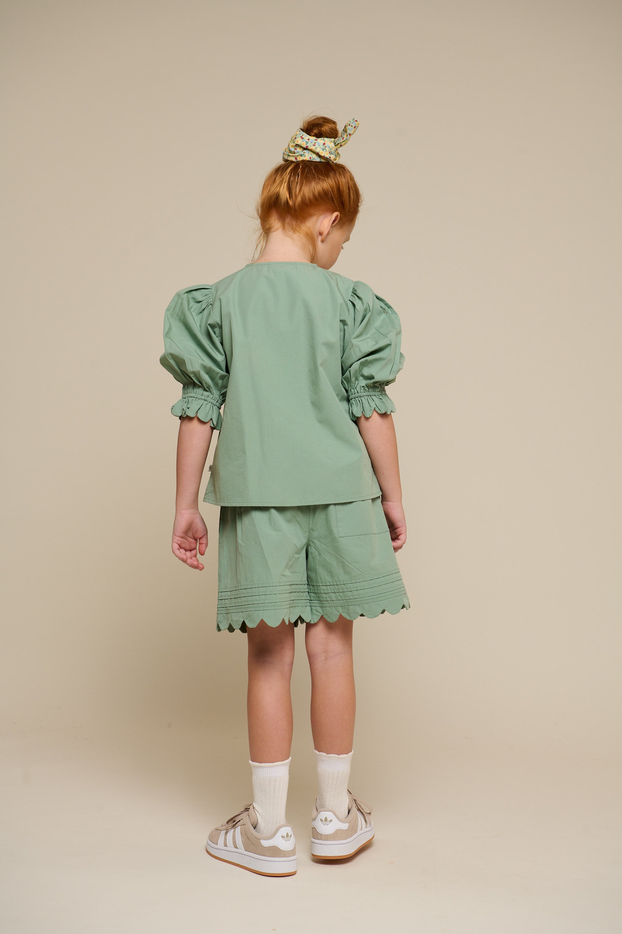 Poplinbluse med muslingekant - Tween - Dusty Green | 101078 Joy