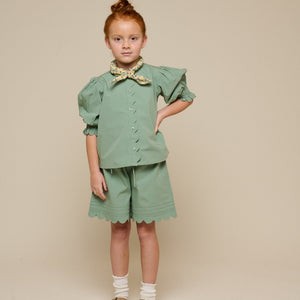 Poplinshorts med muslingekant - Tween - Dusty Green | 101076 Joy